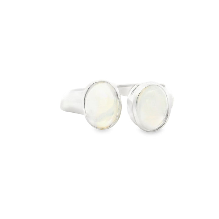 Opal rekonstruiert, Silber Ring mit zwei Steinen