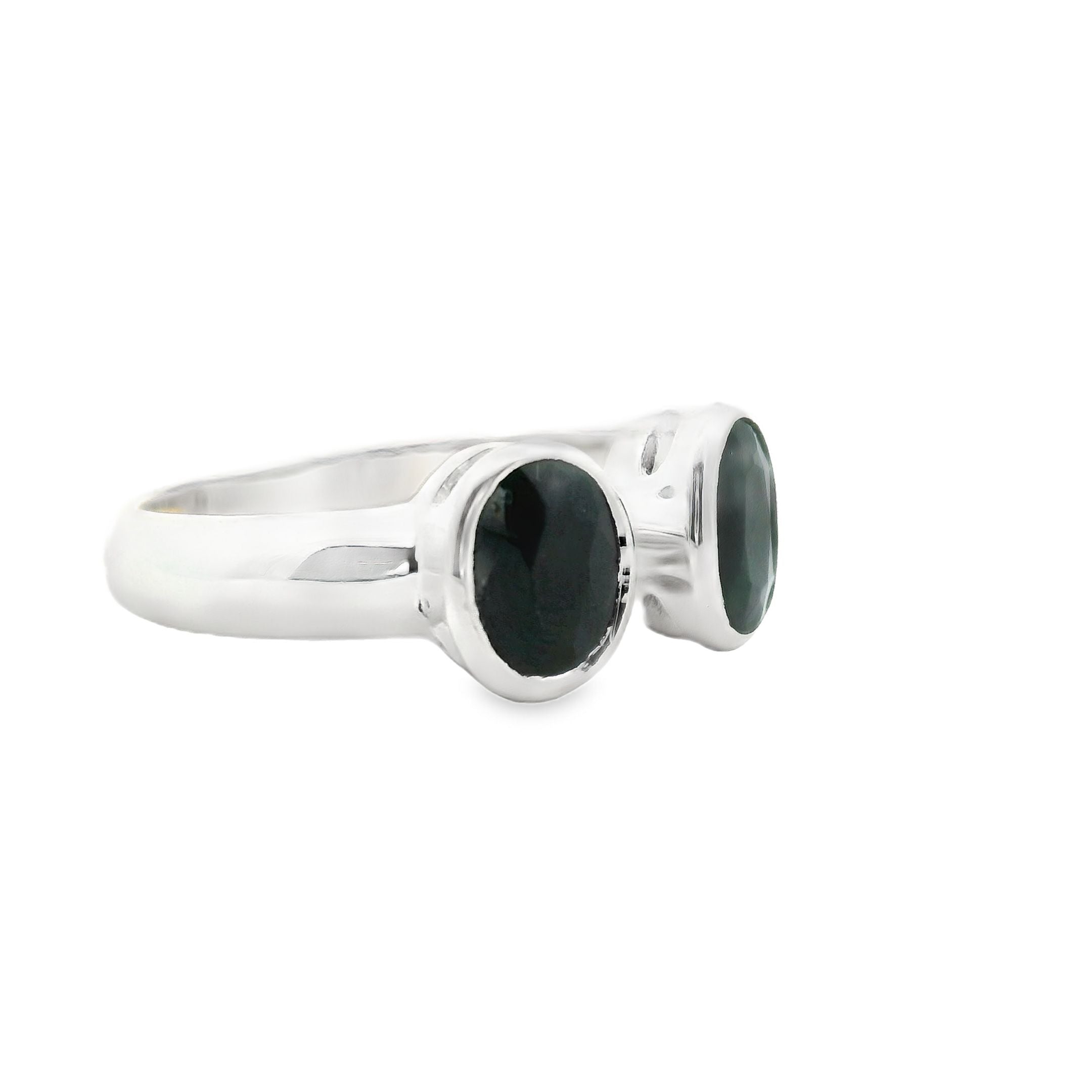Saphir Silber Ring mit zwei Steinen