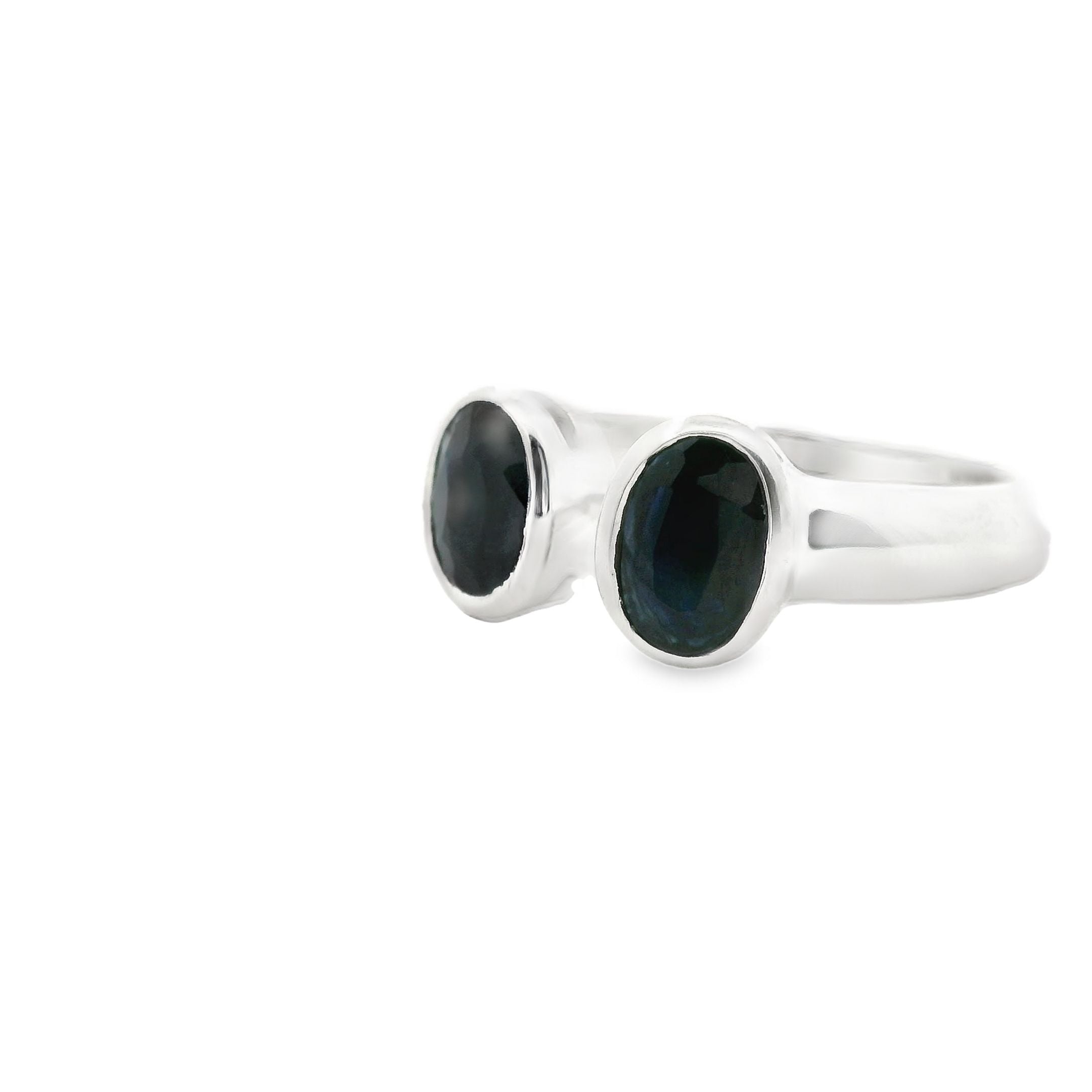 Saphir Silber Ring mit zwei Steinen