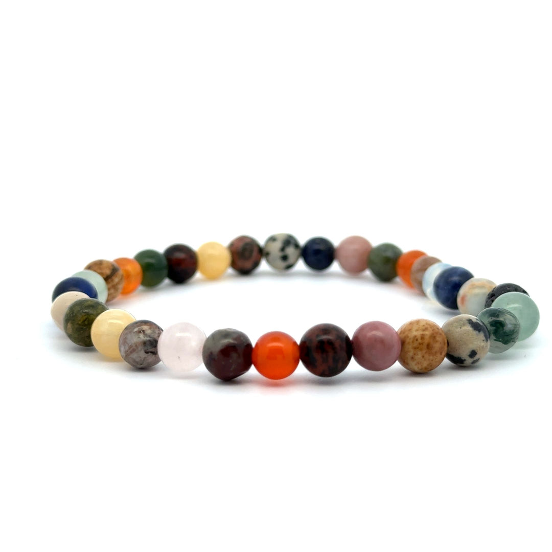 gemischte Steine Kugelarmband 6 mm