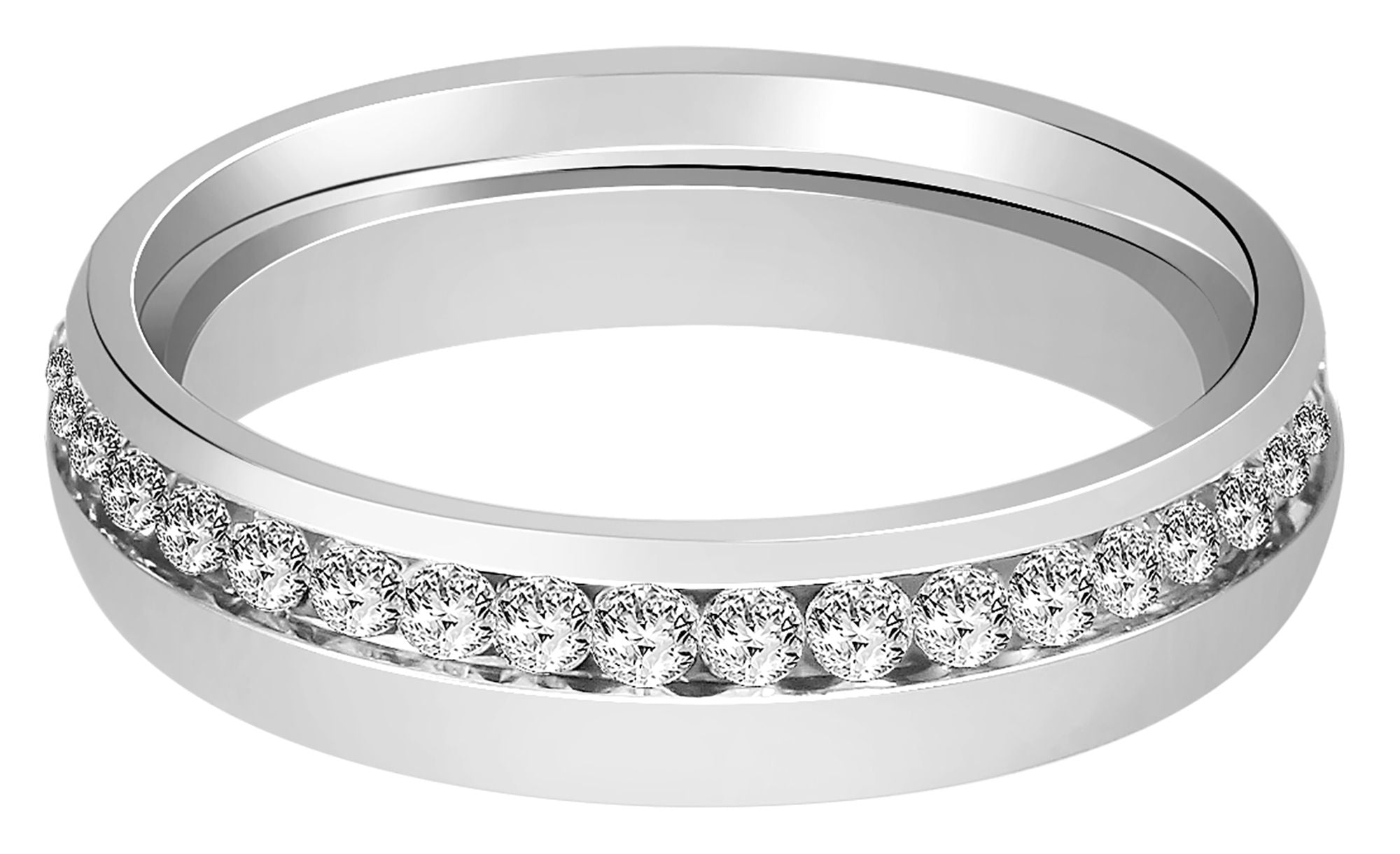 Akzent Damen-Partnerring, Edelstahl, Similibesatz, silberfarben
