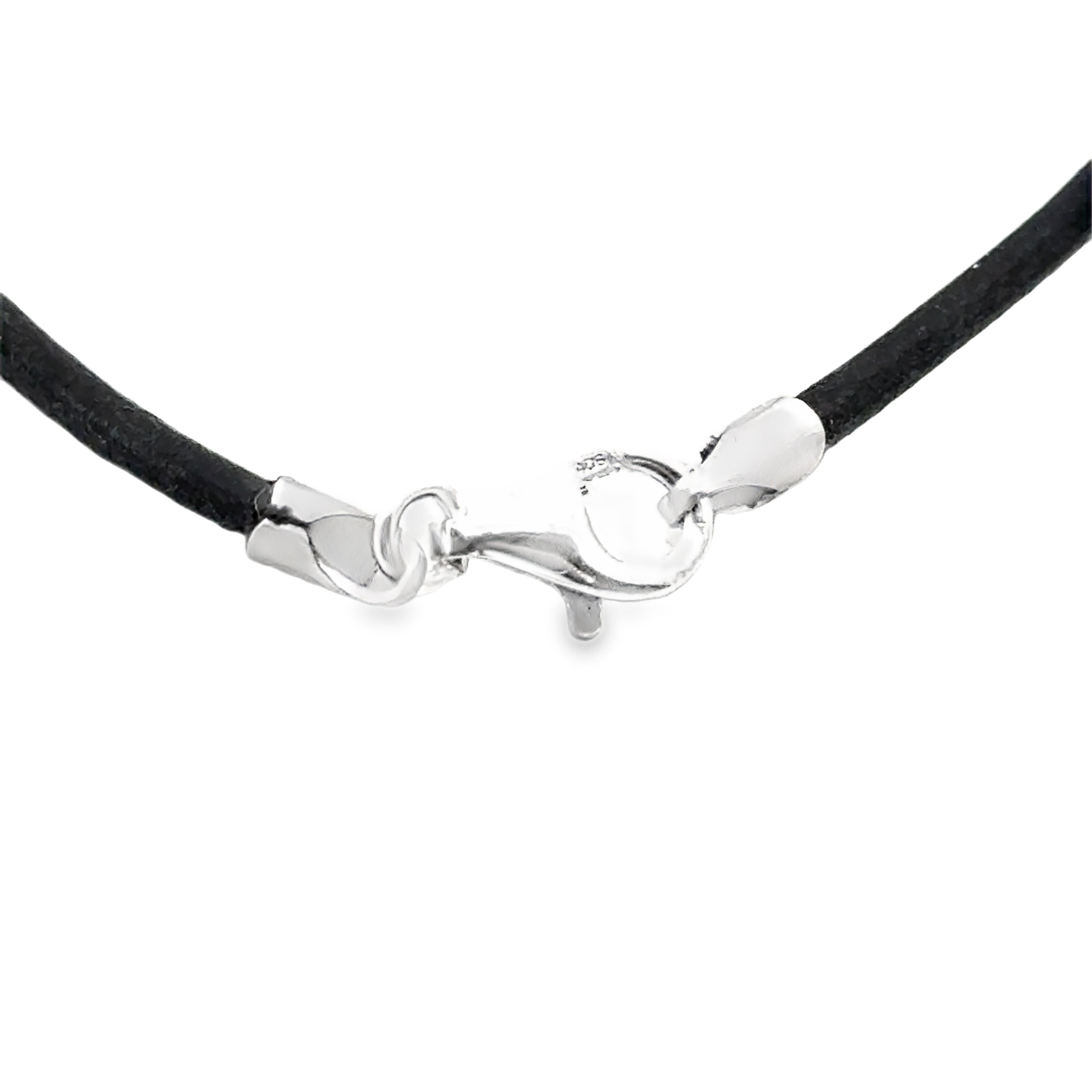Lederband Schwarz, 2mm, mit Silberschliee