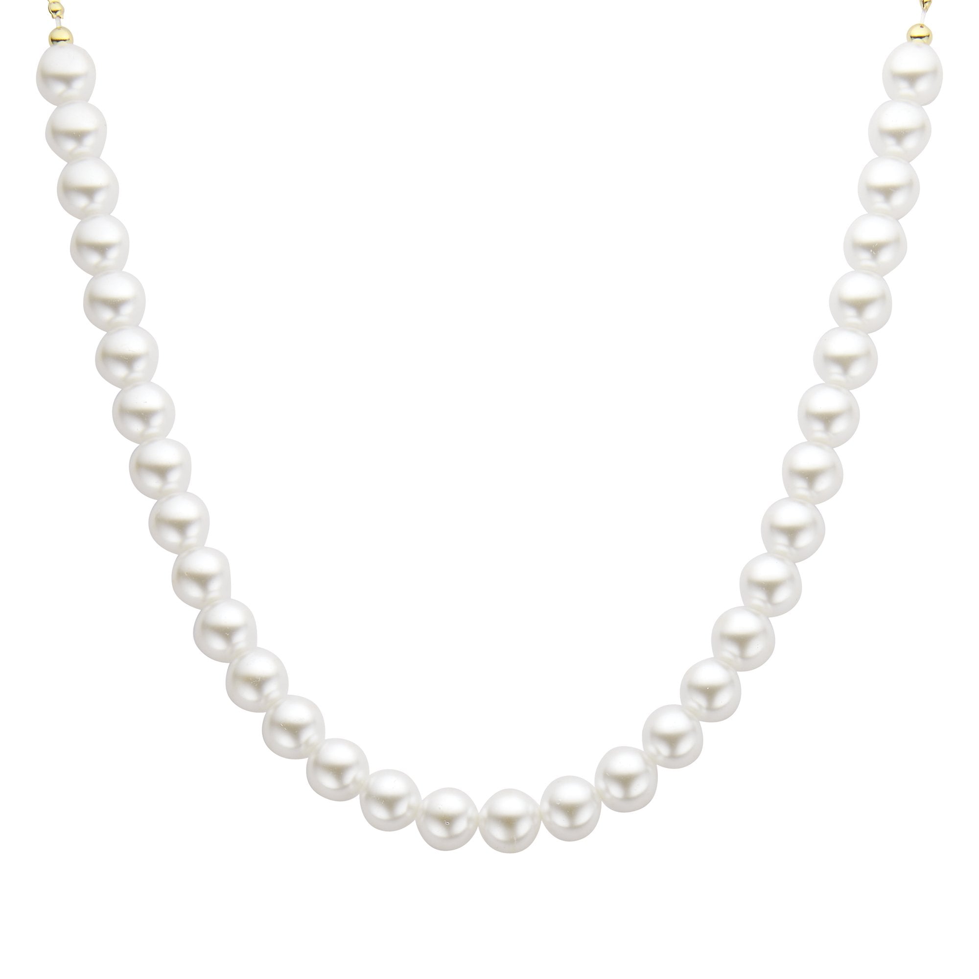 Perlenkette weiss - Kunstperle 12 mm - vergoldet