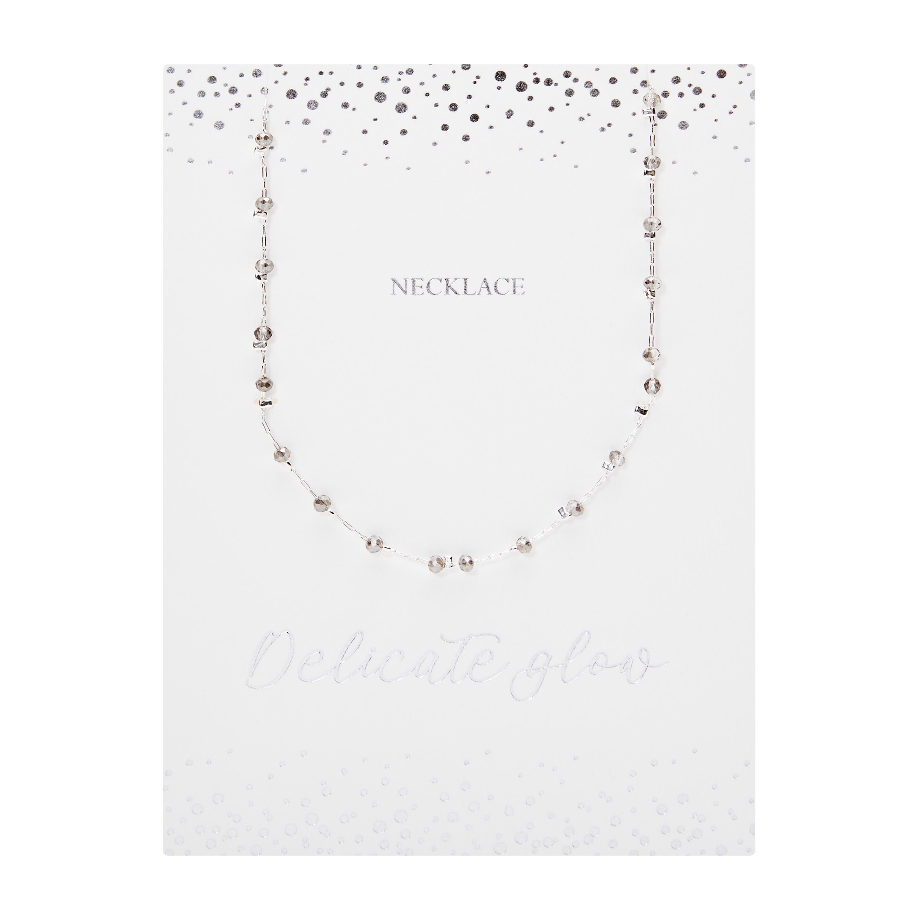 Halskette "Delicate Glow" - Edelstahl versilbert - Grau