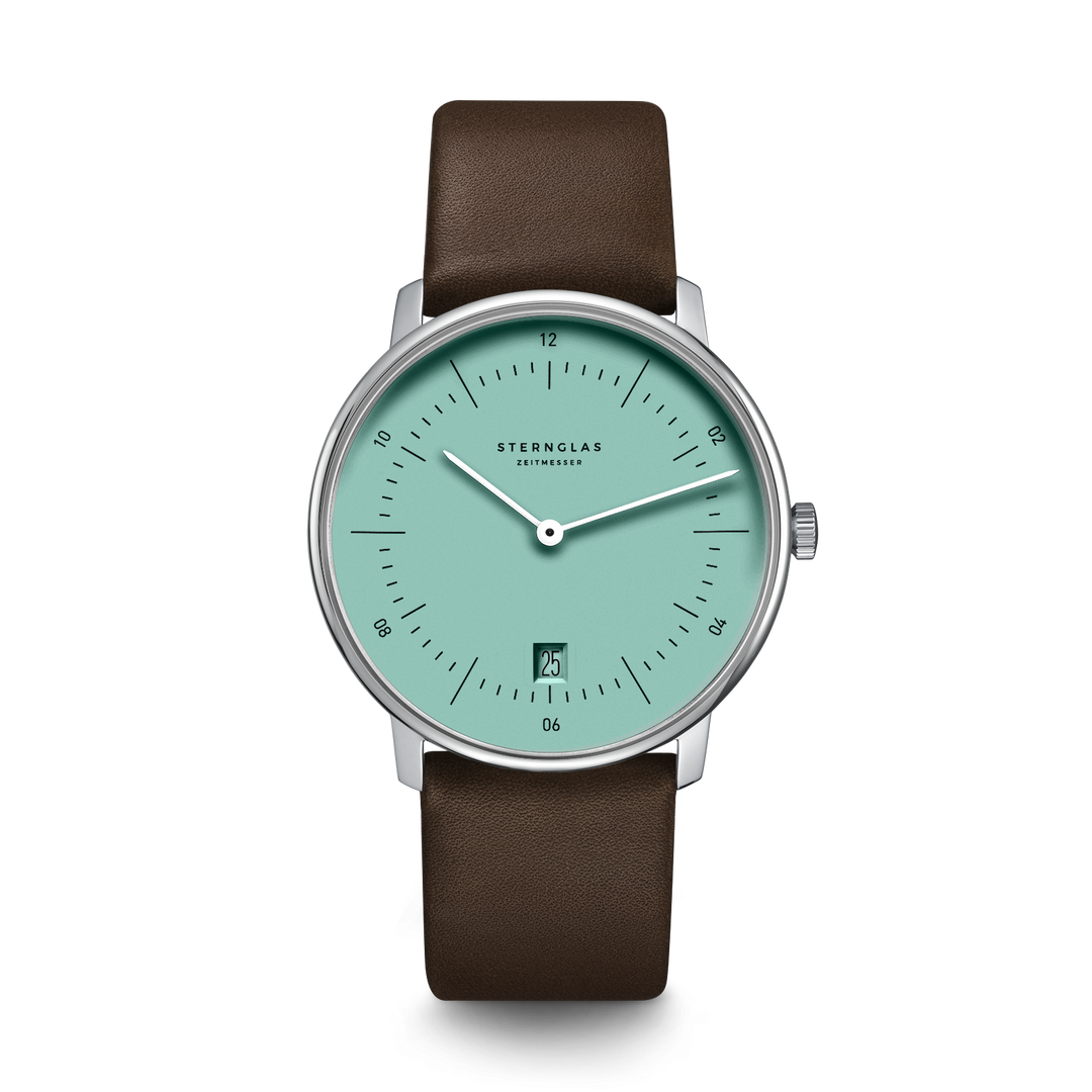 Naos türkis silber / Premium dunkelbraun - 38 mm Quarz
