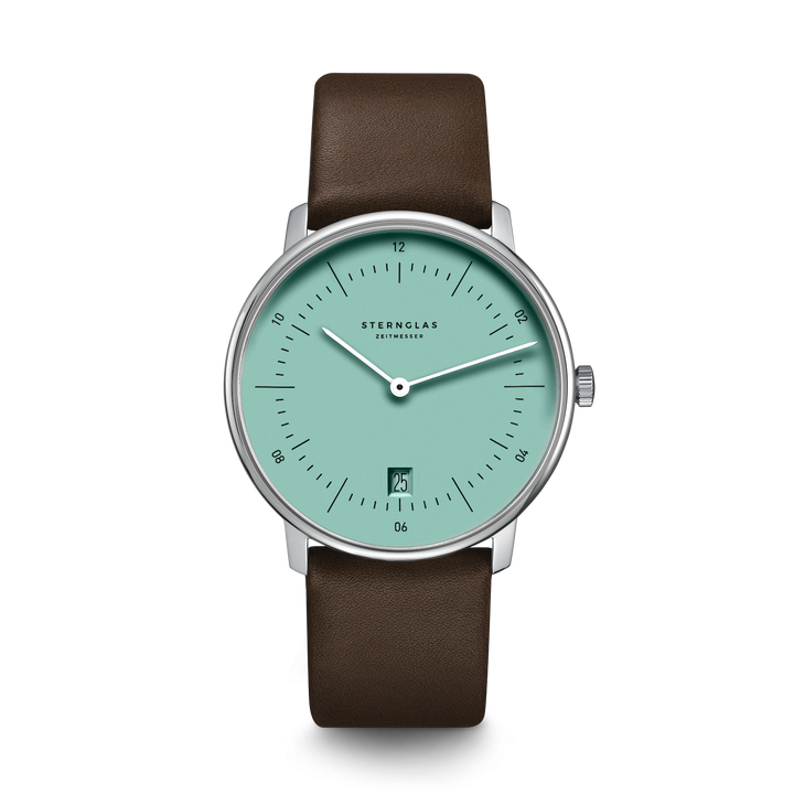 Naos türkis silber / Premium dunkelbraun - 38 mm Quarz