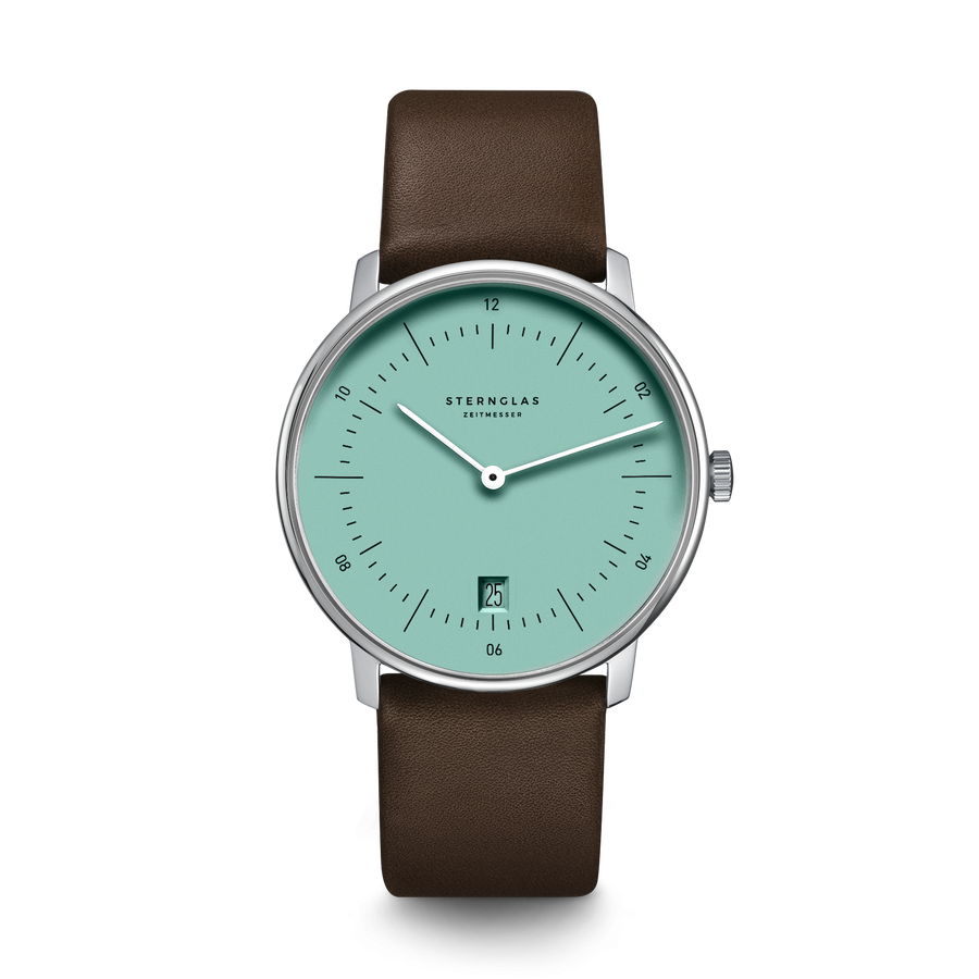 Naos türkis silber / Premium dunkelbraun - 38 mm Quarz