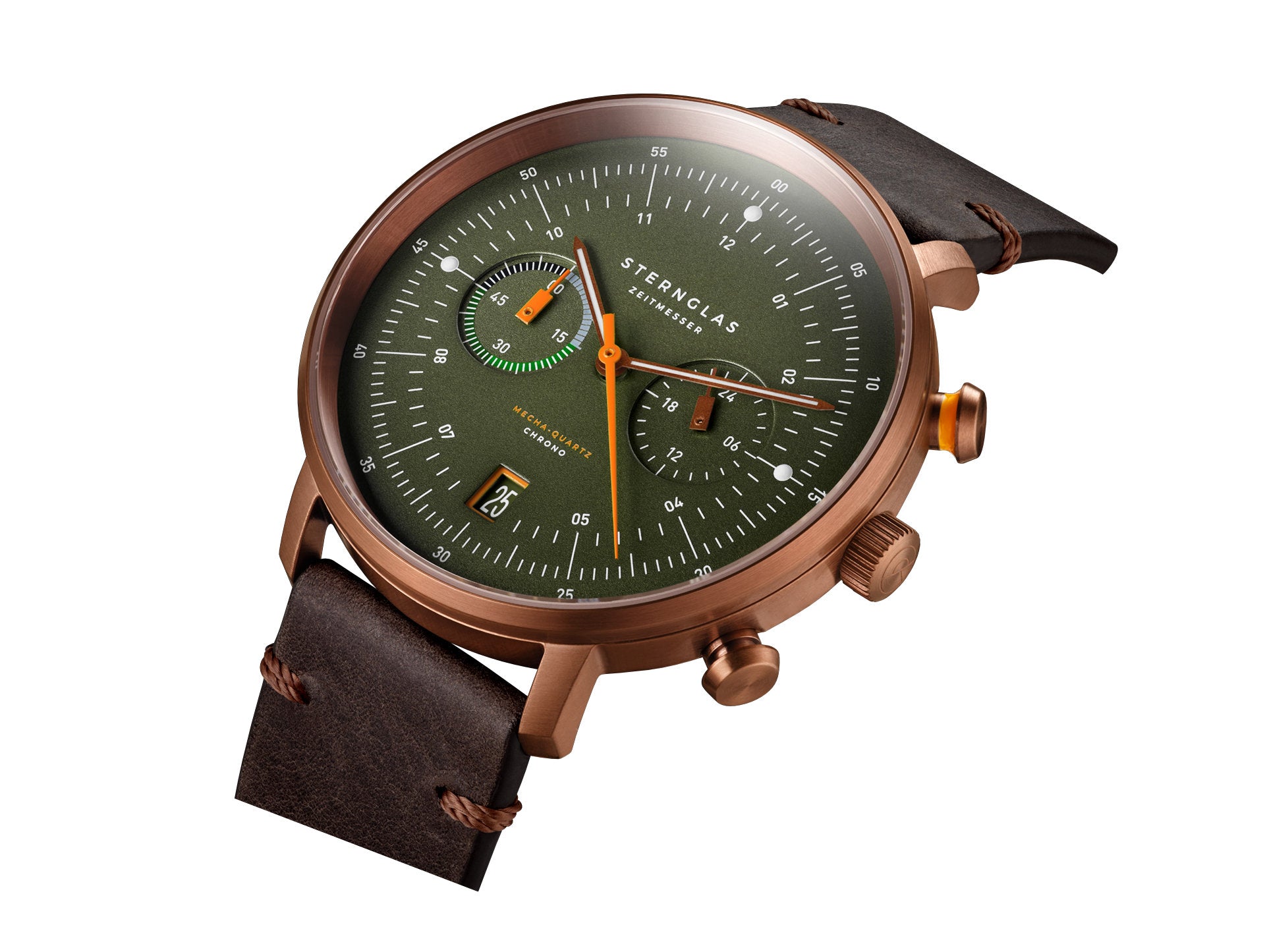 Hamburg Chrono / dunkelgrün bronze / Vintage Mokka - 42 mm Quarz