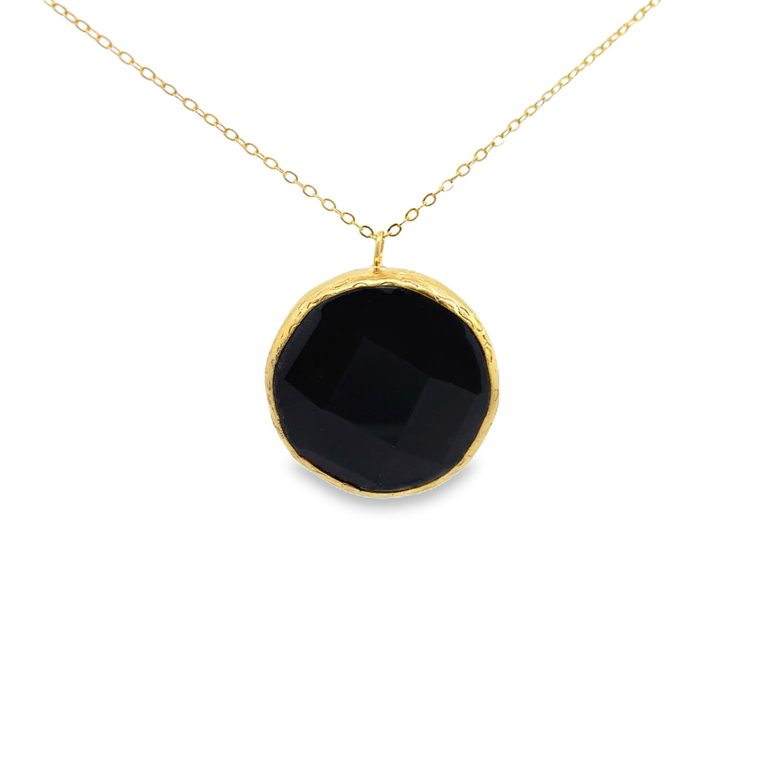 Kette Messing vergoldet mit grossem Onyx