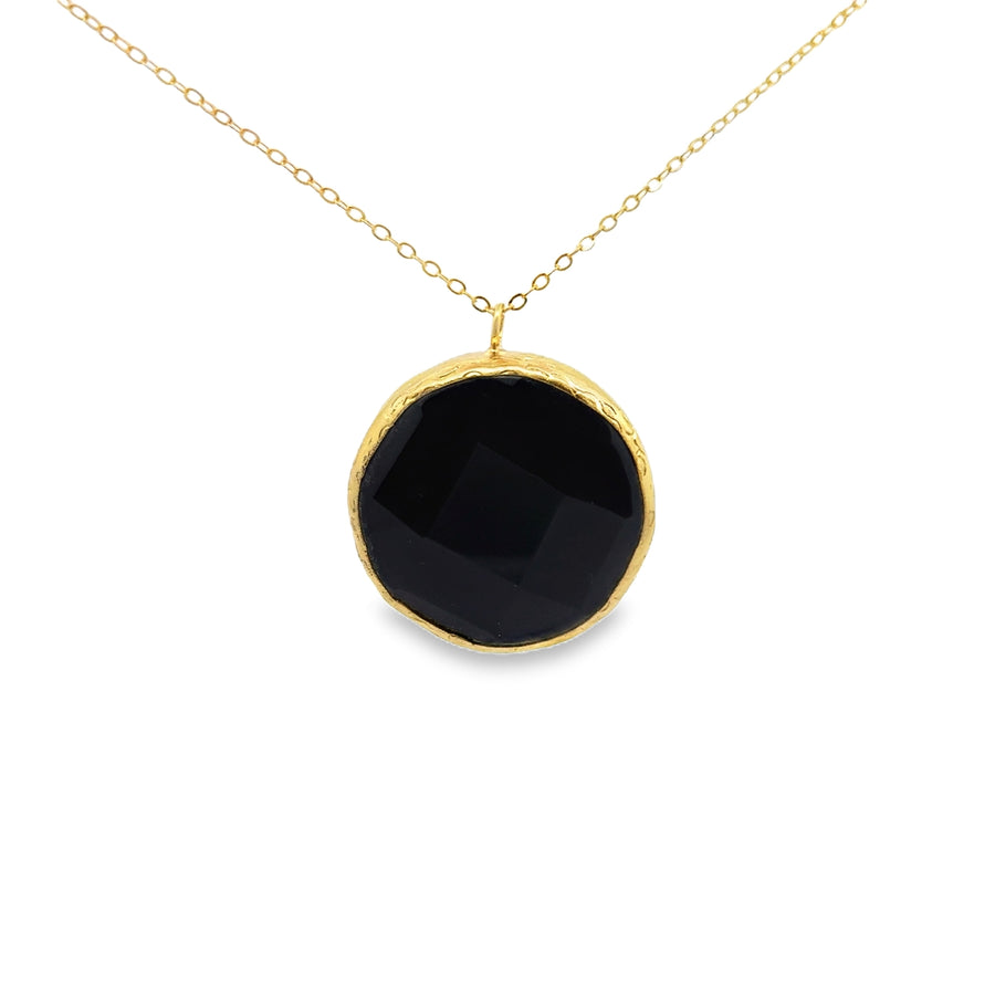 Kette Messing vergoldet mit grossem Onyx