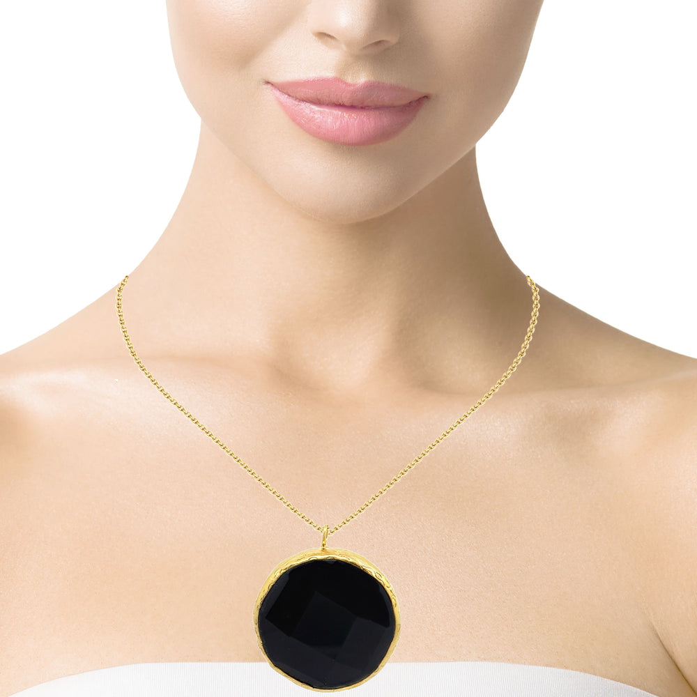 Kette Messing vergoldet mit grossem Onyx