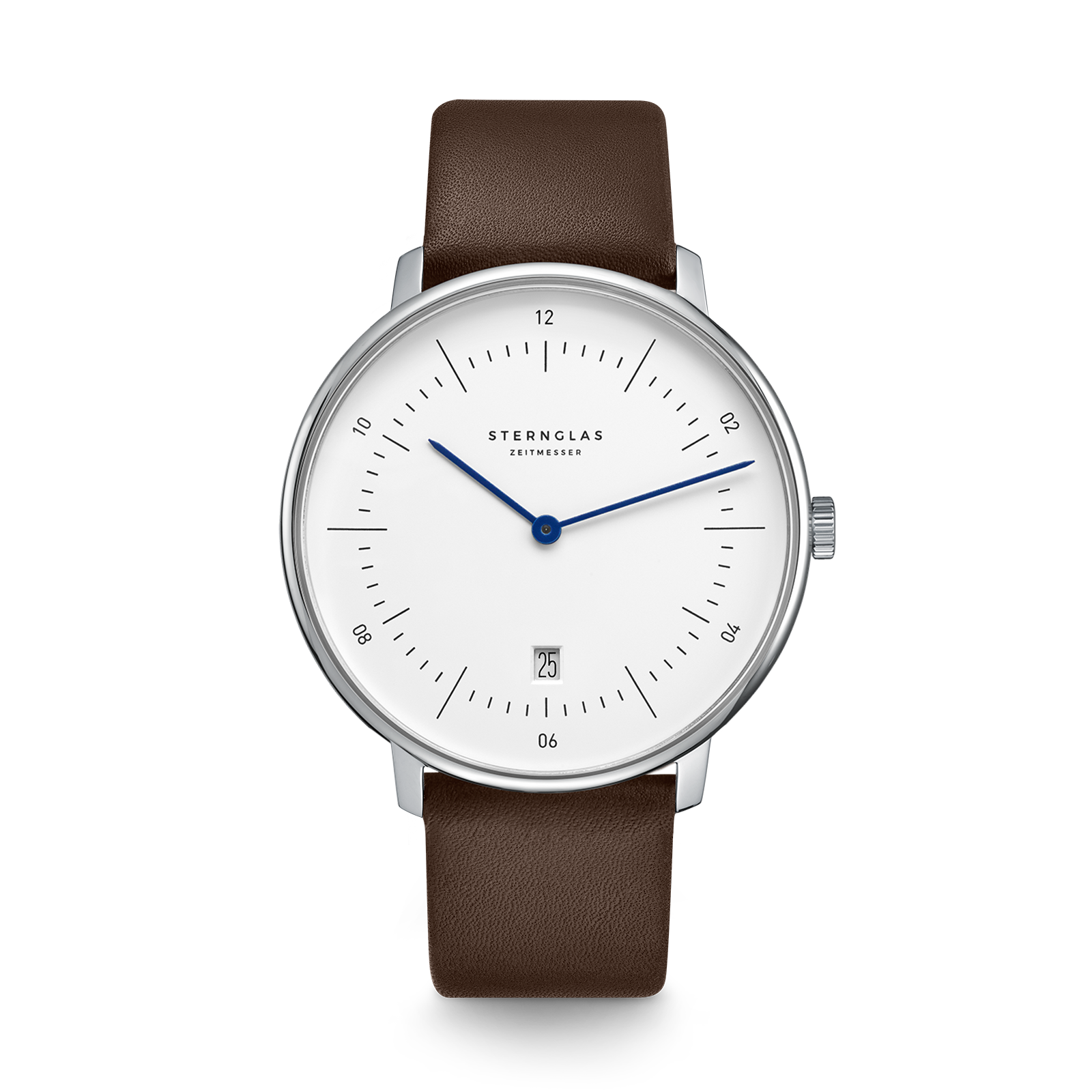 Naos XL weiss silber / Premium dunkelbraun - 42 mm Quarz