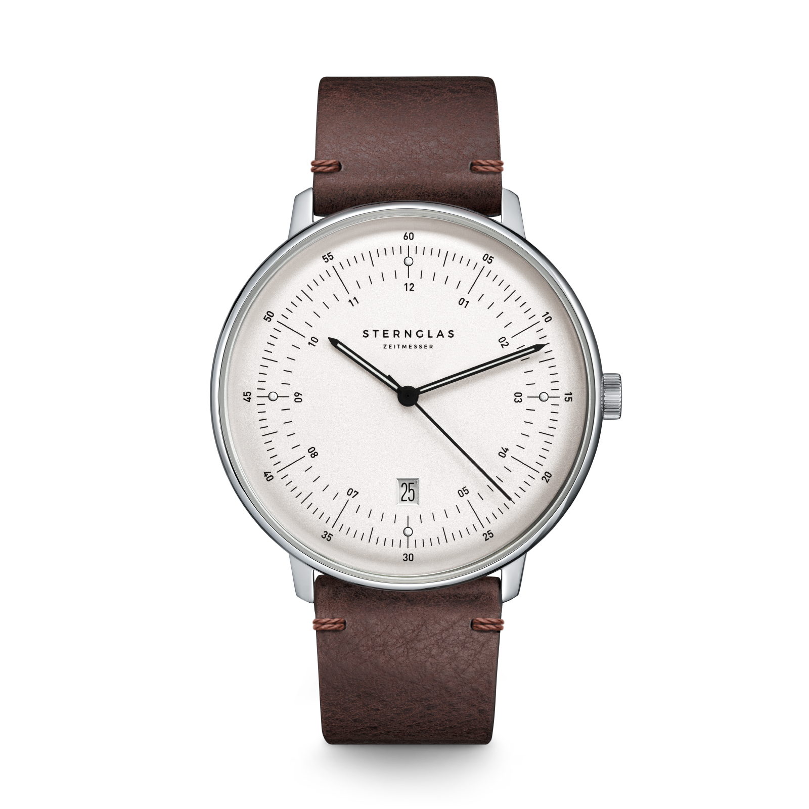 Hamburg silber/ mattiert silber / Vintage Mokka - 42 mm Quarz