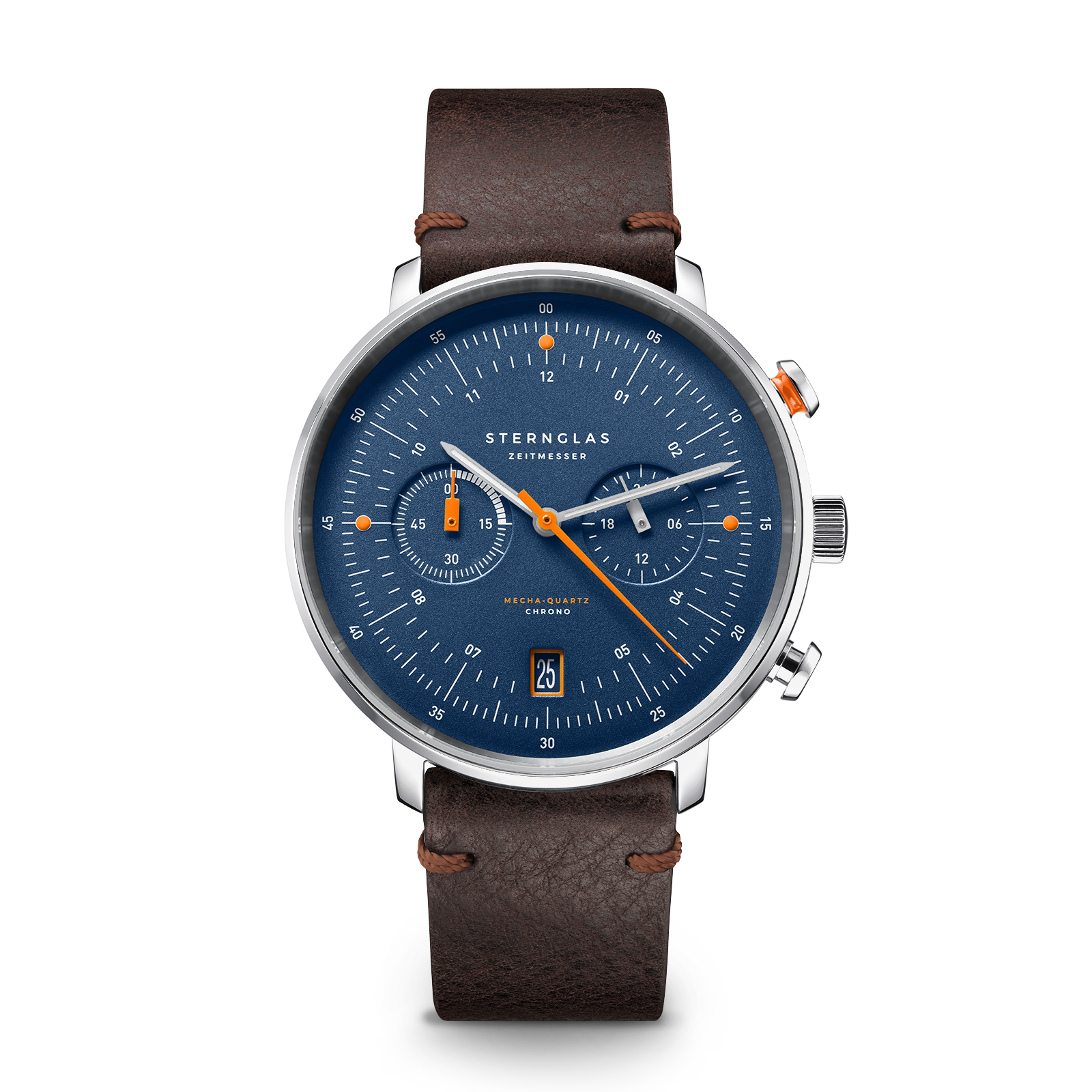 Hamburg Chrono / dunkelblau silber / Vintage Mokka - 42 mm Quarz