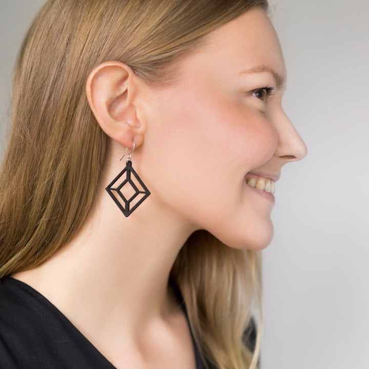 HIMELI 2D Ohrring Birke Schwarz, Silber