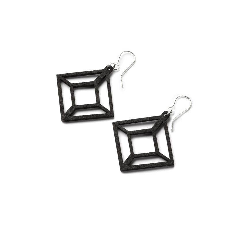 HIMELI 2D Ohrring Birke Schwarz, Silber