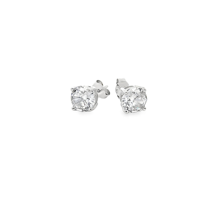 Silber rhodinierter Ohrstecker "griffe", Kristall 8 mm