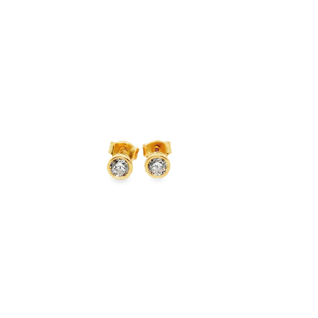 Silber vergoldeter Ohrstecker, Kristall 3 mm