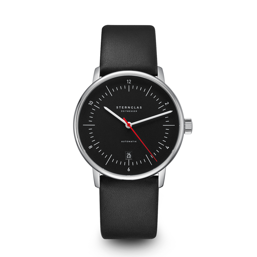 Naos Automatik schwarz rot silber / Premium 20 mm