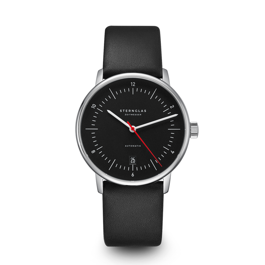 Naos Automatik schwarz rot silber / Premium 20 mm