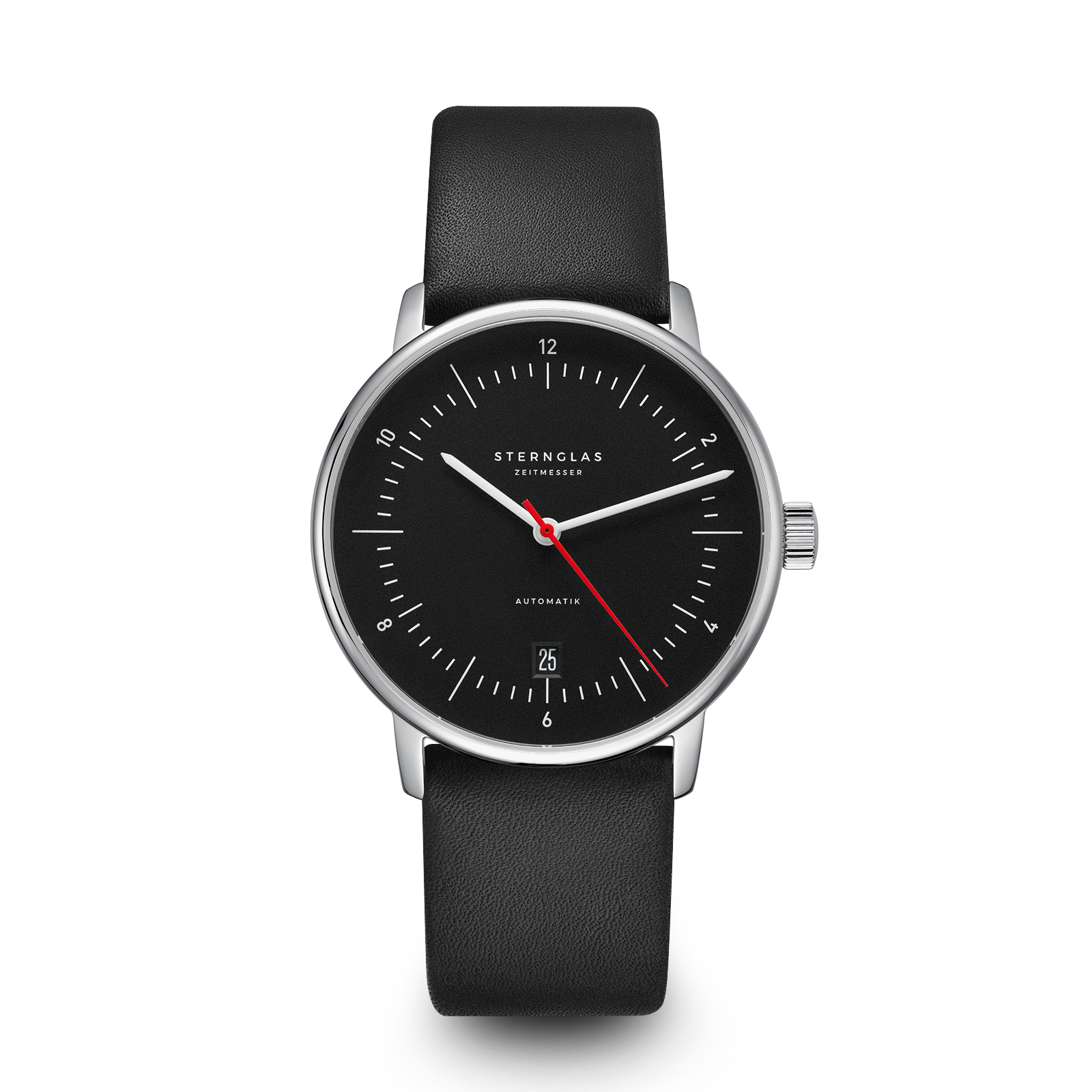 Naos Automatik schwarz rot silber / Premium 20 mm