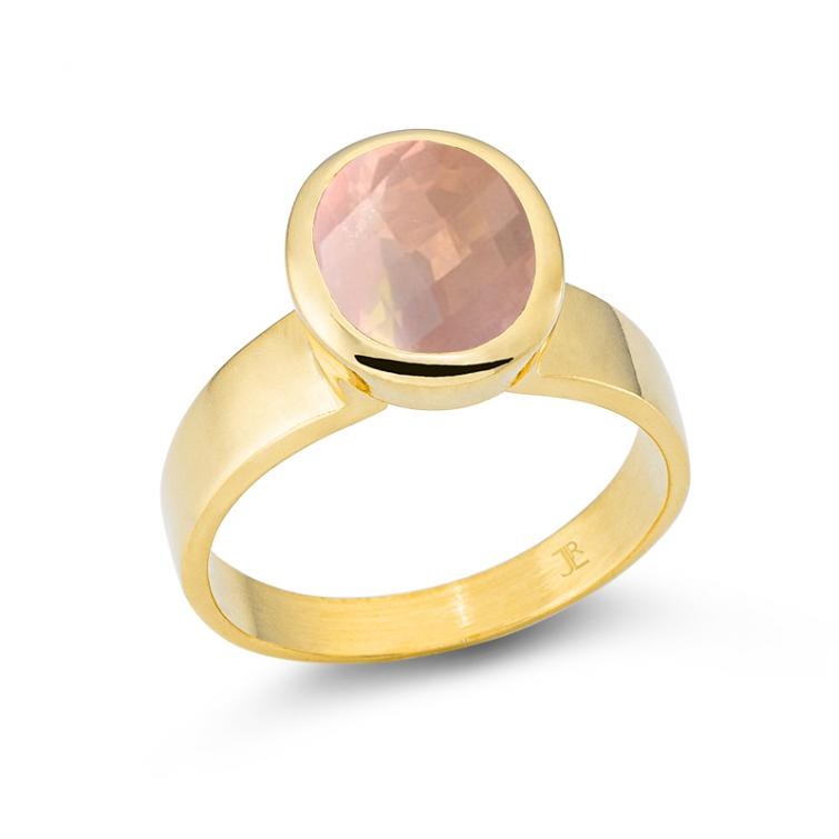Rosenquarz Ring Silber vergoldet, Gr. 58