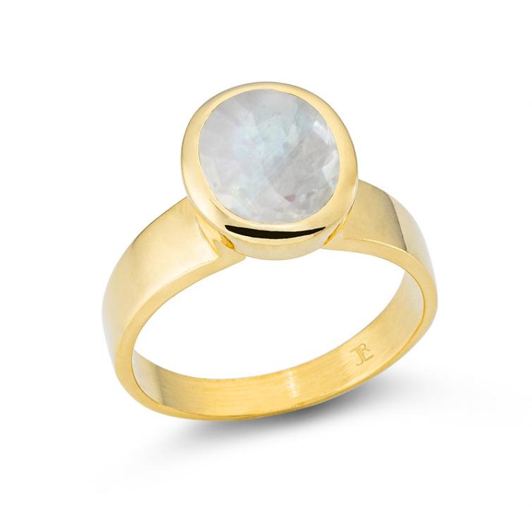 Mondstein Ring Silber vergoldet, Gr. 56