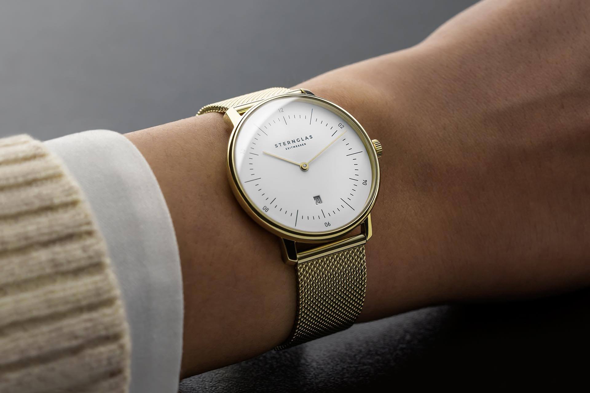 Naos xs weiss gold / Milanese - 33 mm Quarz