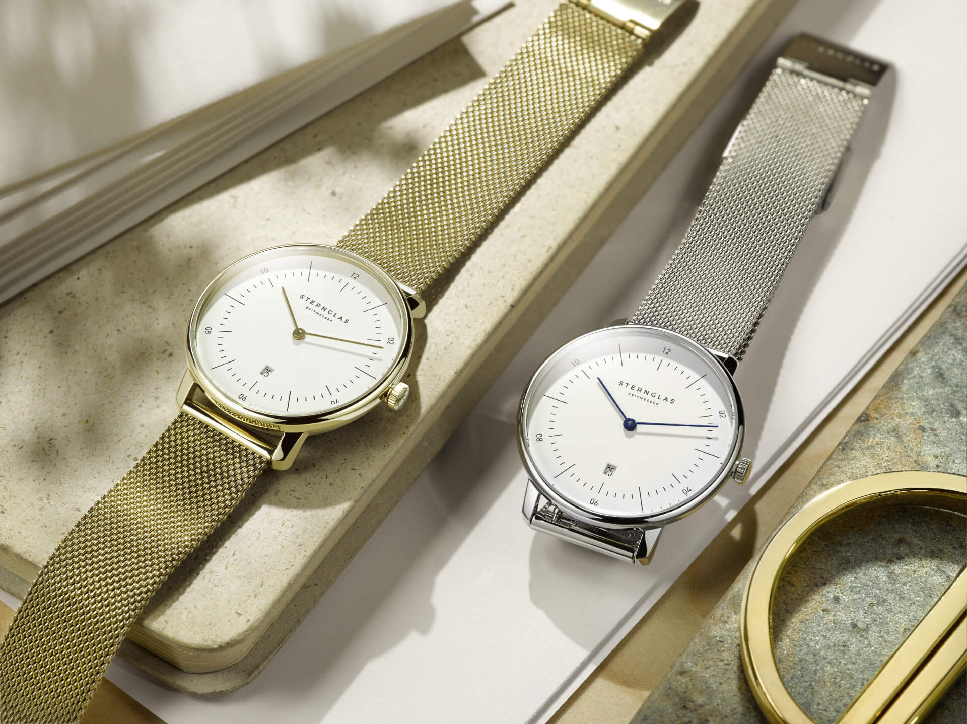 Naos xs weiss gold / Milanese - 33 mm Quarz