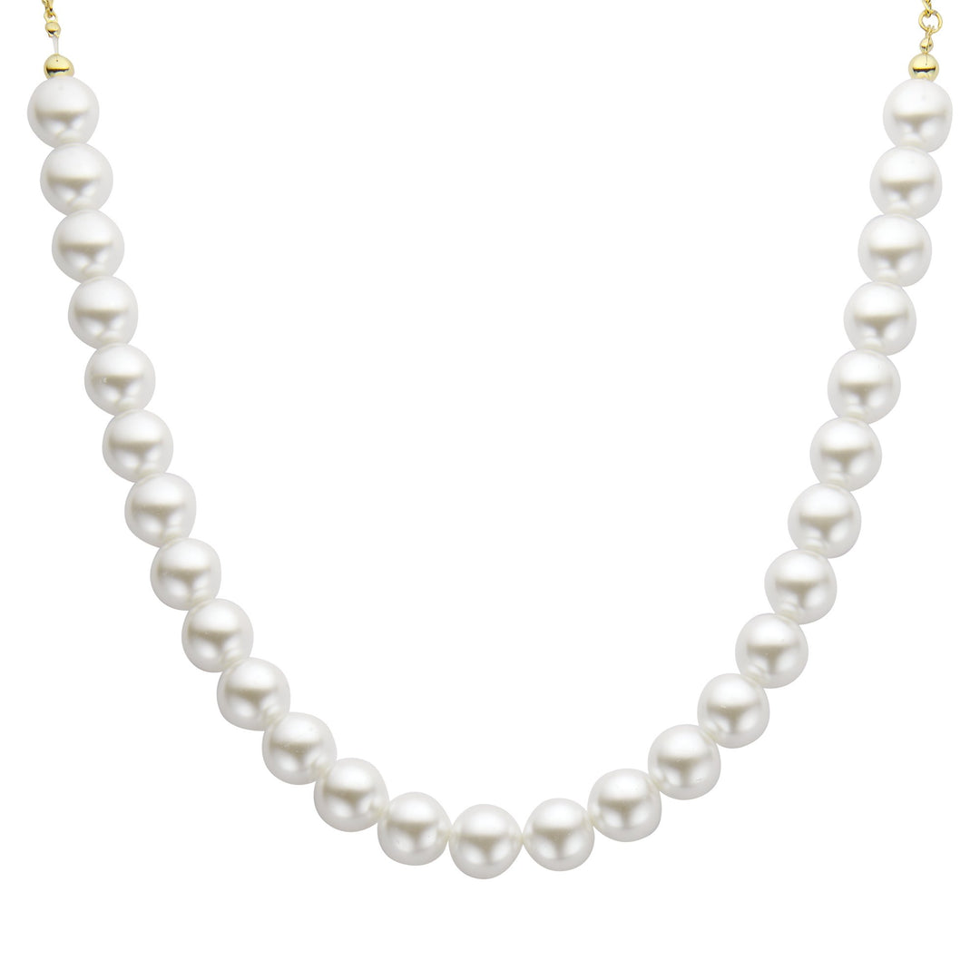 Perlenkette weiss - Kunstperle 14 mm - versilbert