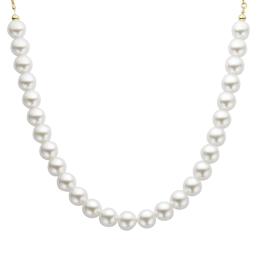 Perlenkette weiss - Kunstperle 14 mm - versilbert