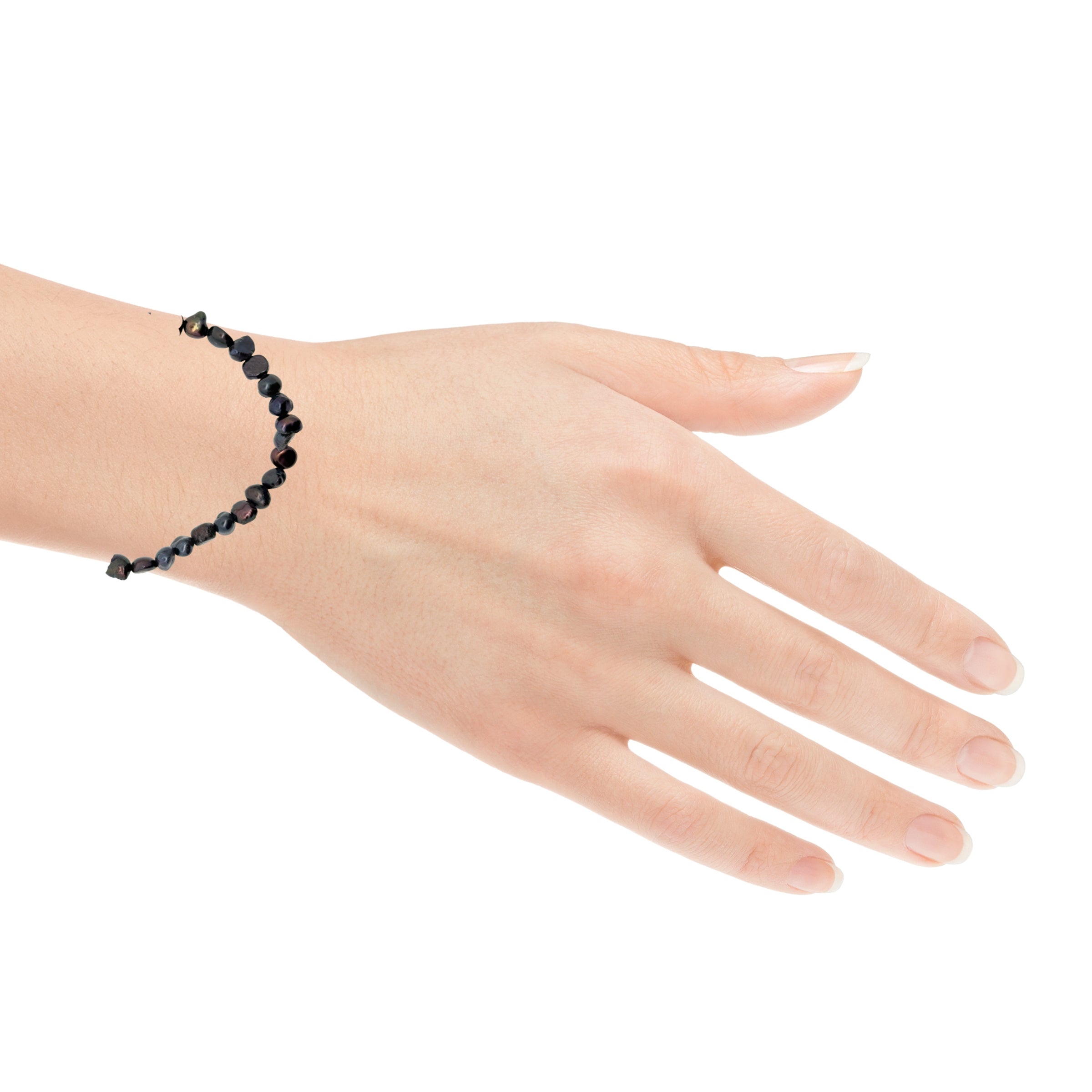 Süsswasserperlenarmband AA Qualität, elastisch, baroque, 4 mm, peacock