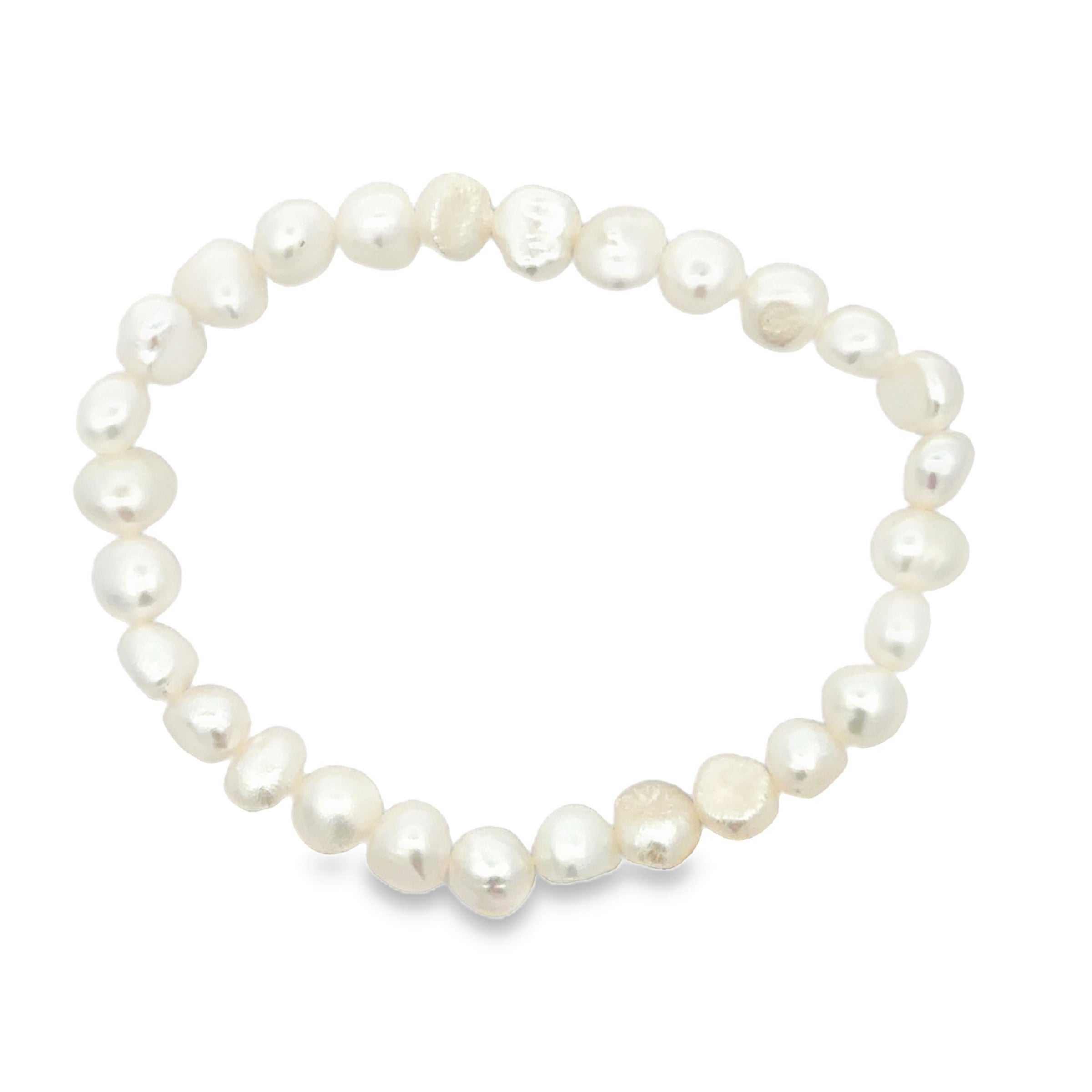 Süsswasserperlenarmband AA Qualität, elastisch, baroque, 6 mm, weiss