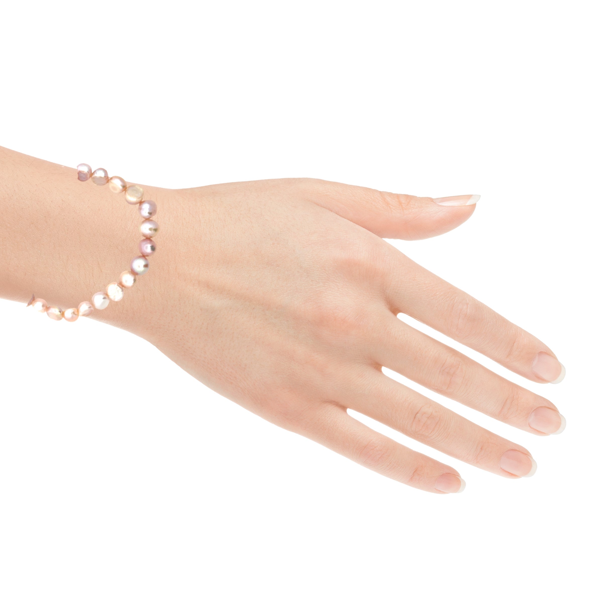 Süsswasserperlenarmband AA Qualität, elastisch, baroque, 8 mm, rose