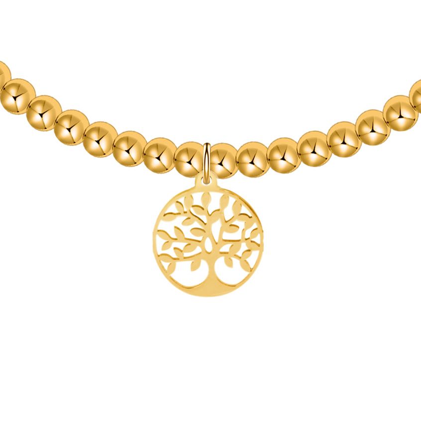 Kugelarmband - "Love your life" - vergoldet - Baum des Lebens