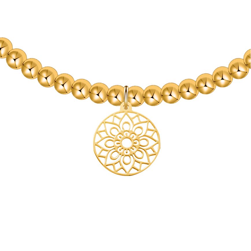 Kugelarmband - "Love your life" - vergoldet - Mandala des Glücks