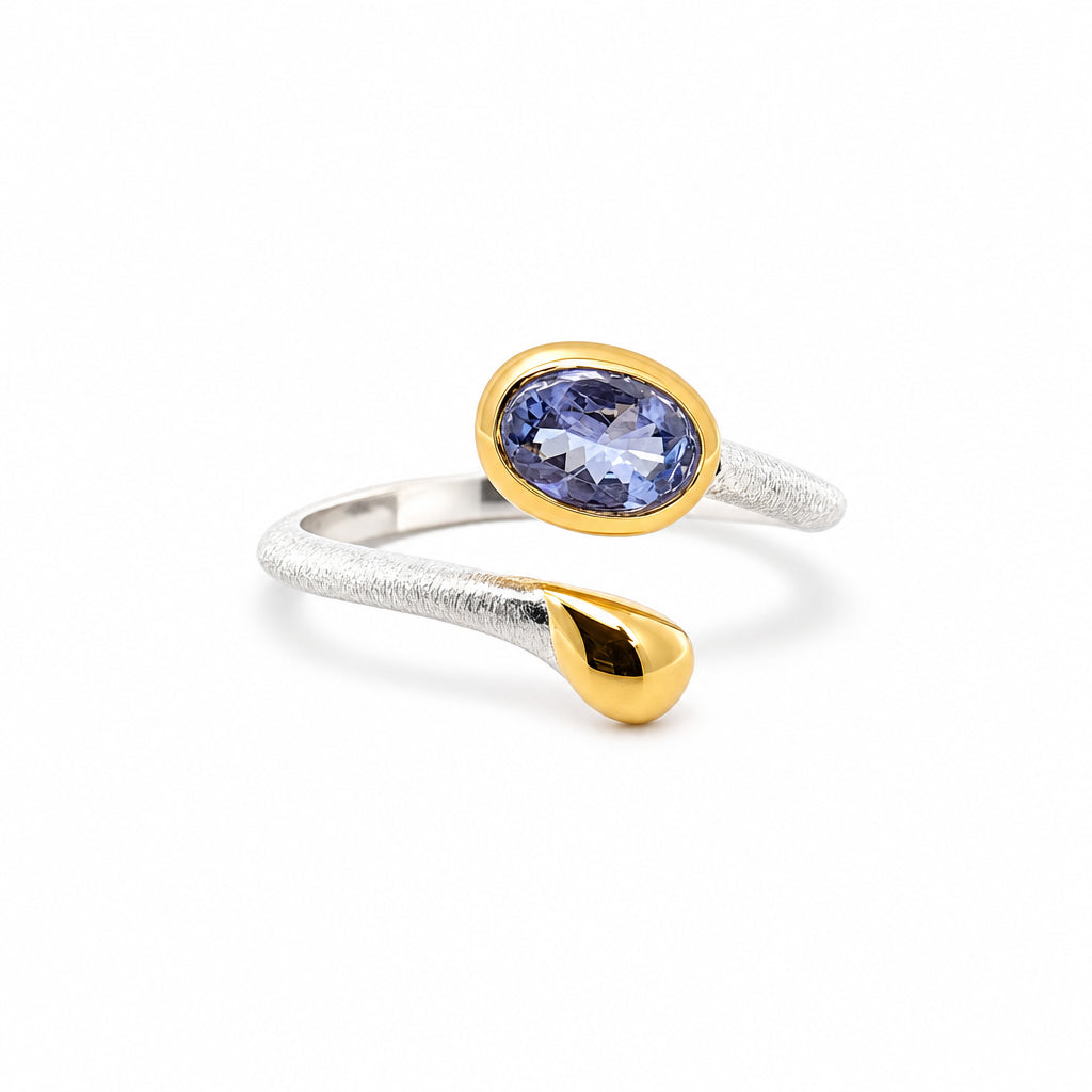 Silber Ring mit Tansanit, Gr. 56