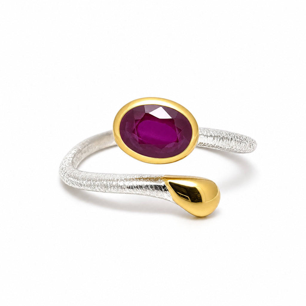 Silber Ring mit Rubin, Gr. 56