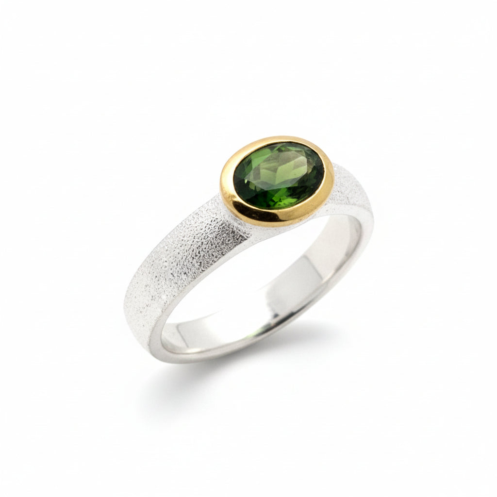 Silber Ring mit Chromdiopsid, Gr. 58