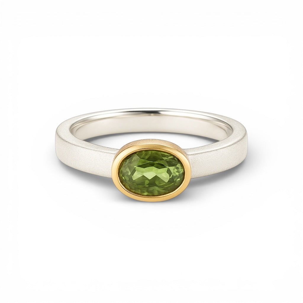 Silber Ring mit Peridot, Gr. 58