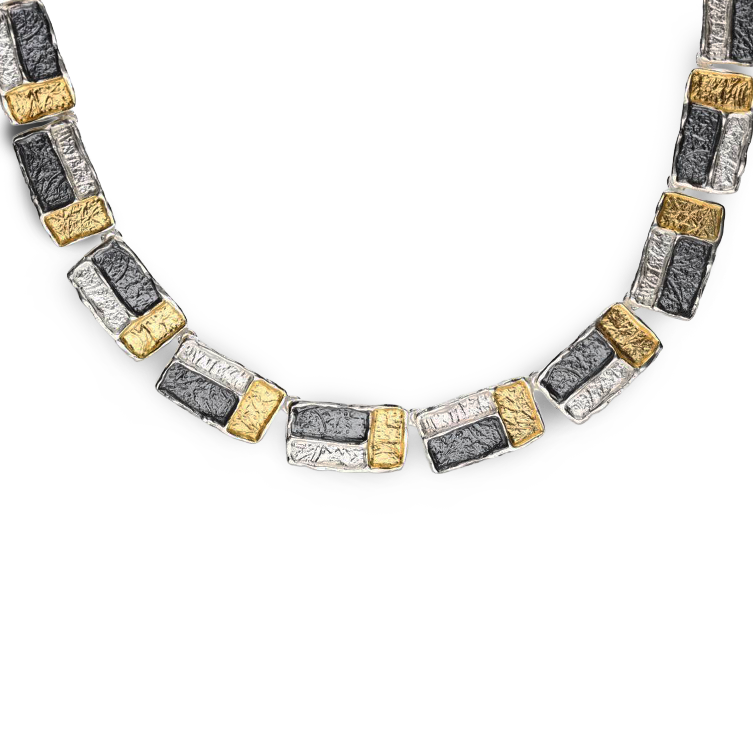 Collier 925 Silber, geschwärzt & vergoldet