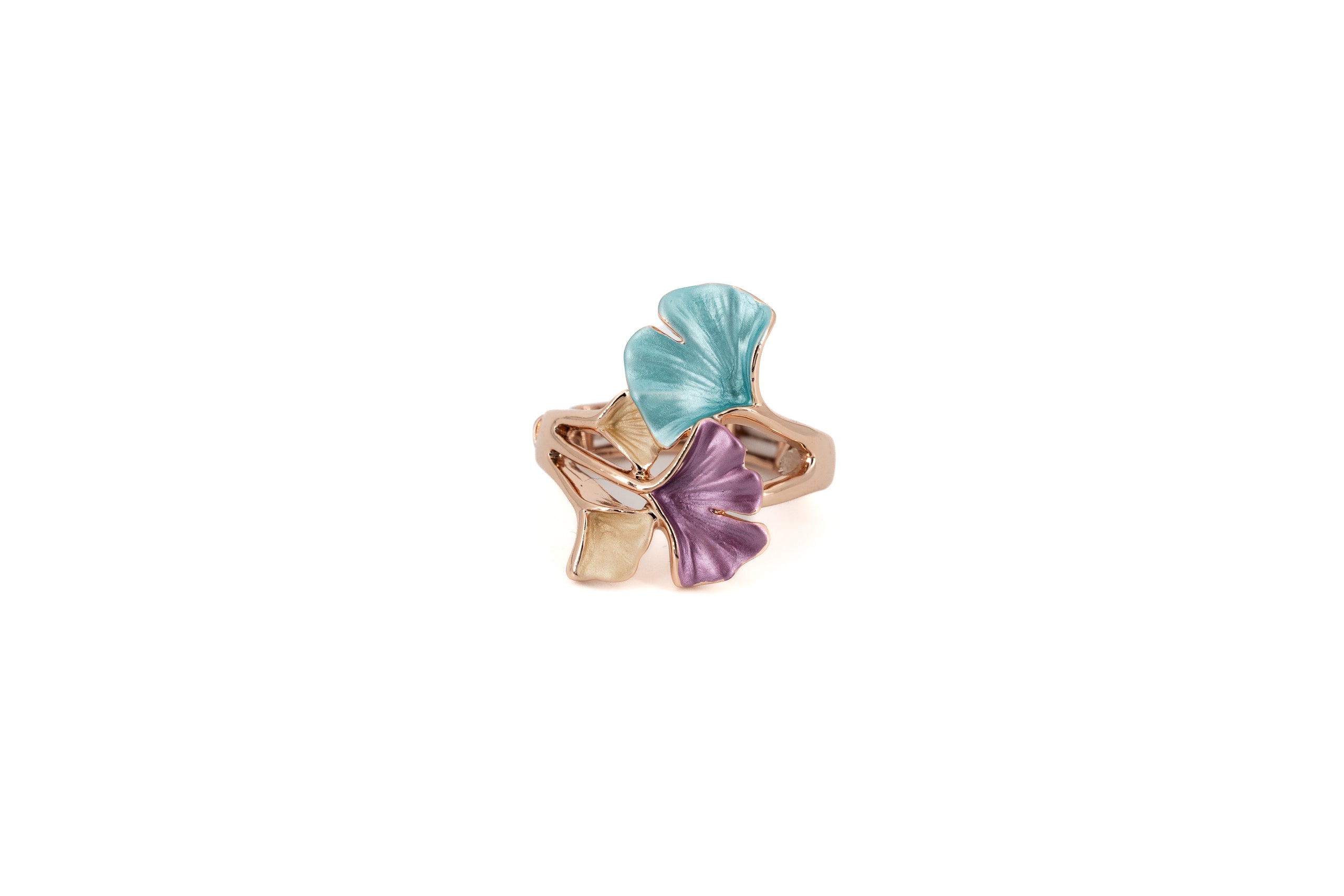 Anello zama foglioline gingko
