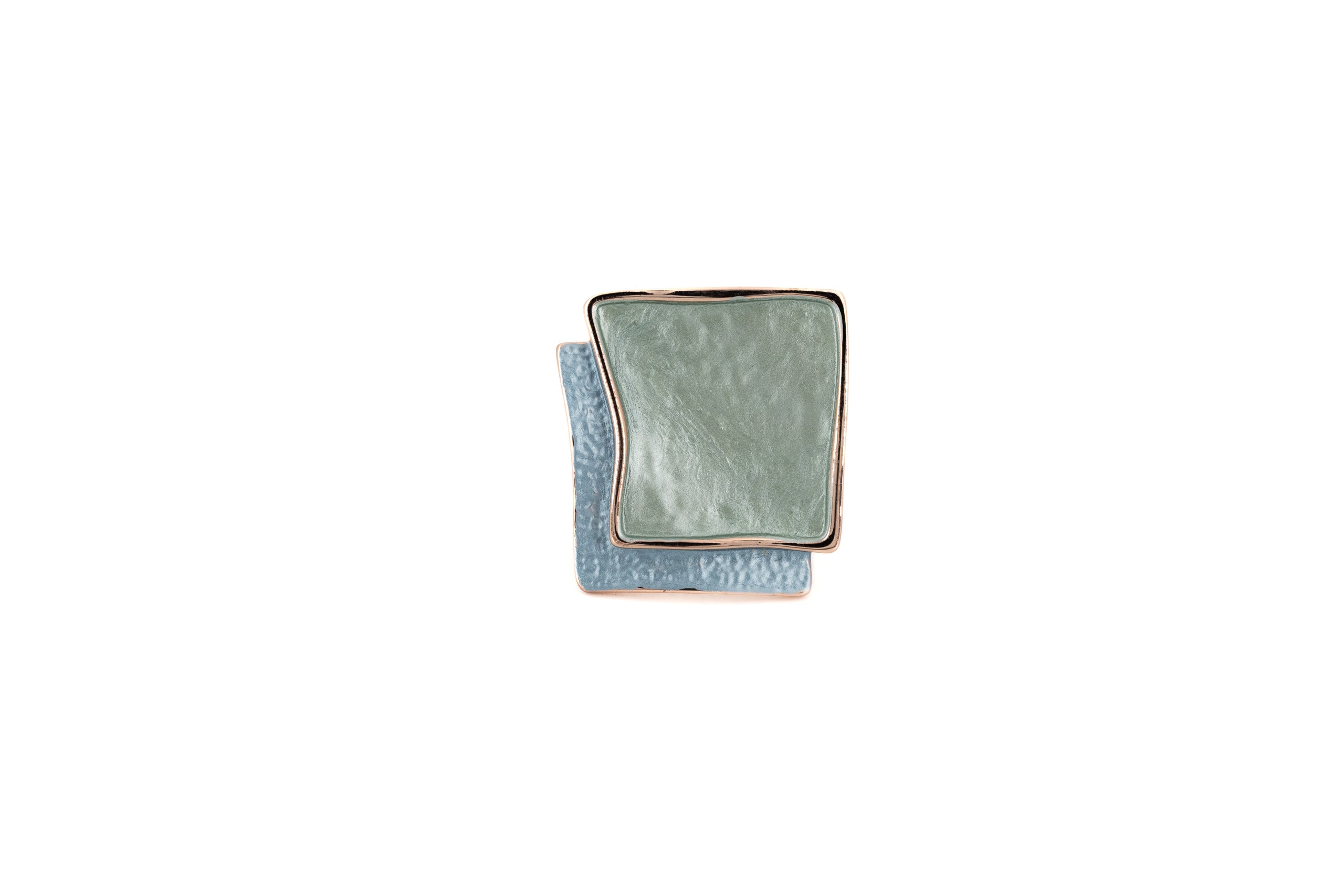 Anello zama quadro stilizzato sovrapposto