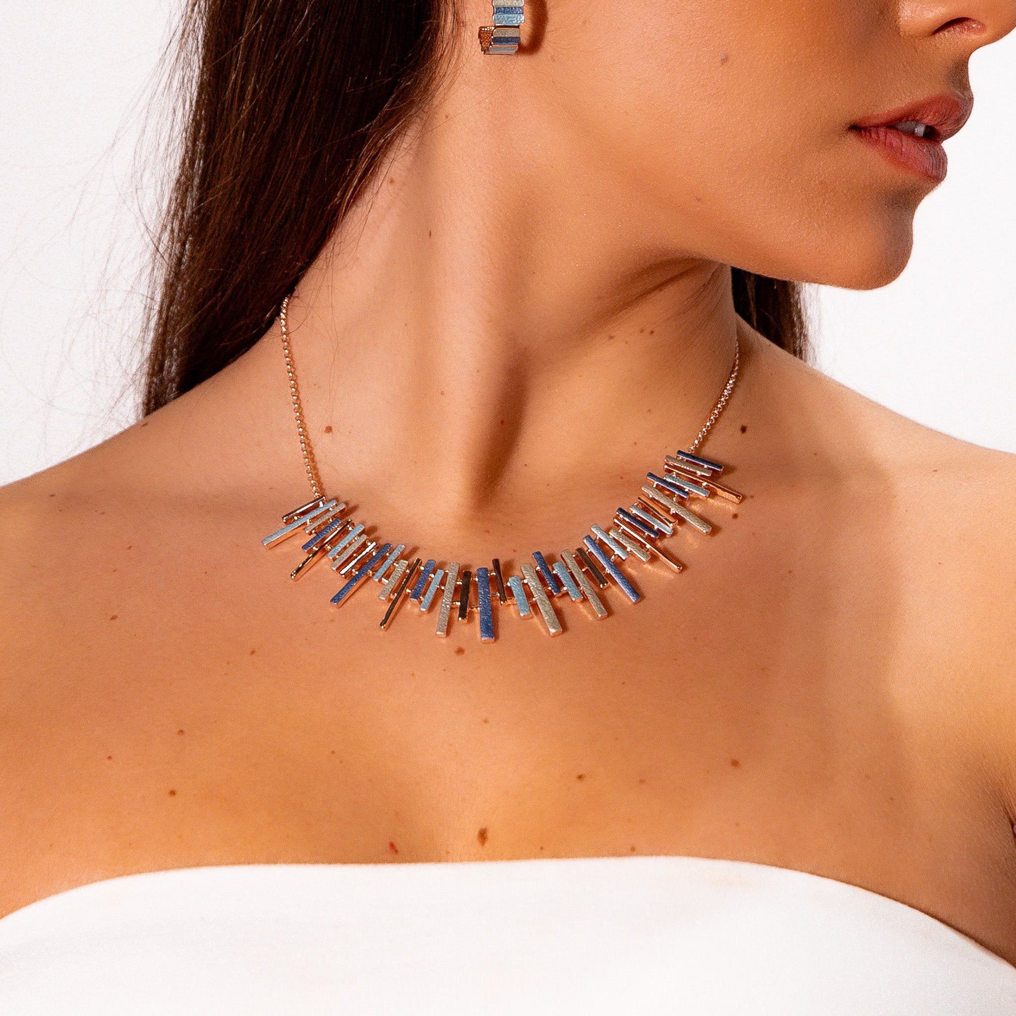 Collana catena corta zama multi barrette fine