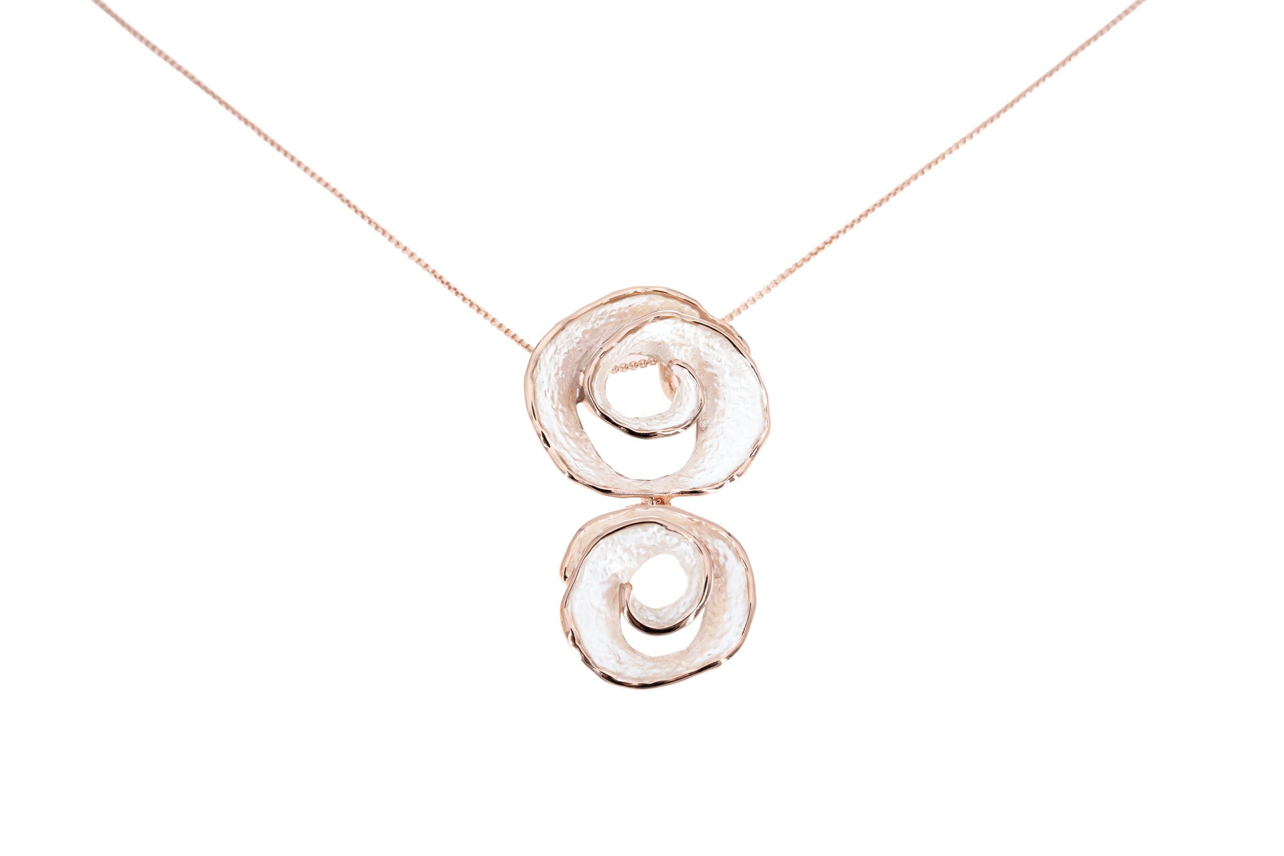Collana catena lunga zama due spirali pendenti