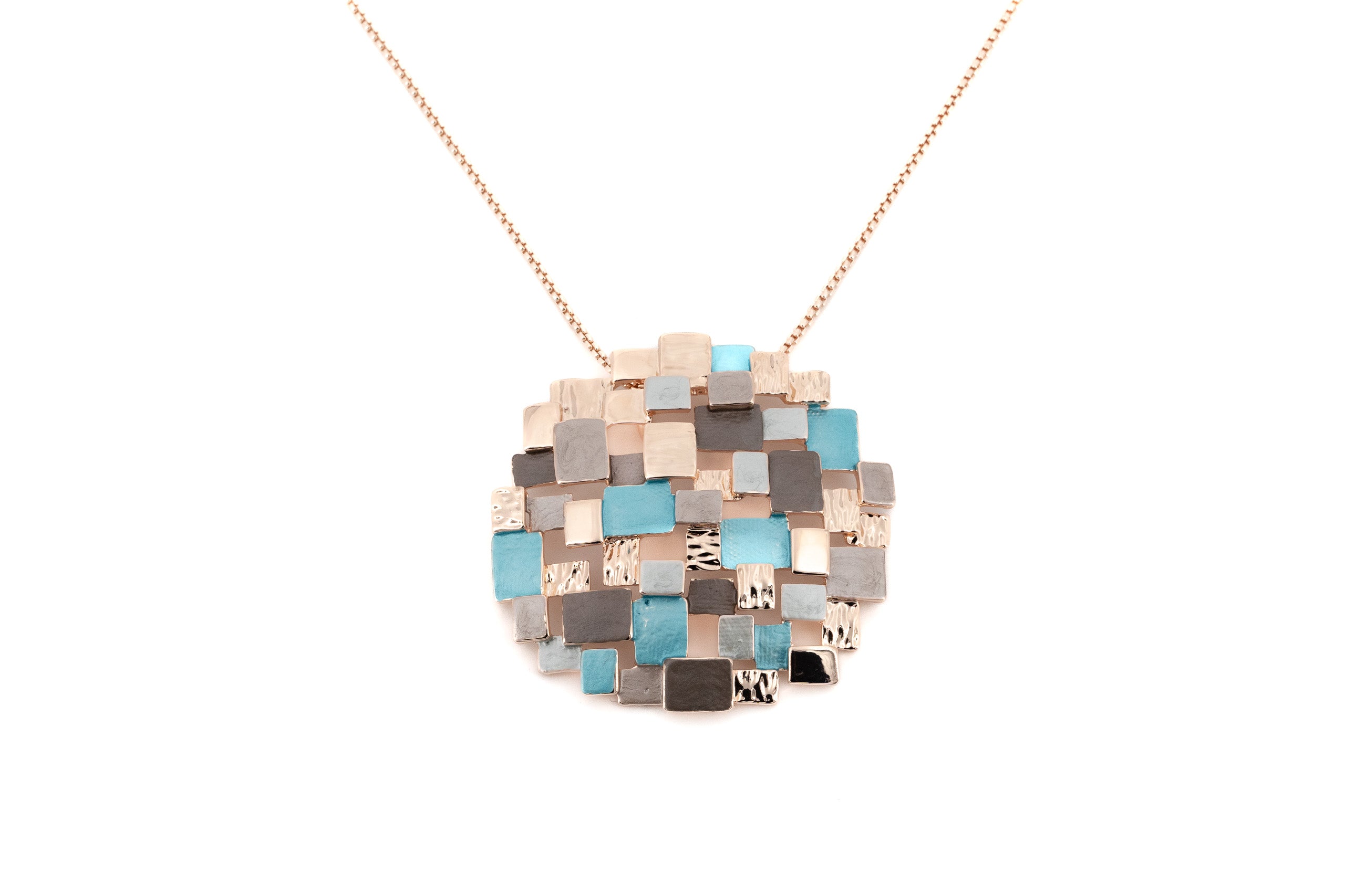 Collana catena lunga zama tondo mosaico