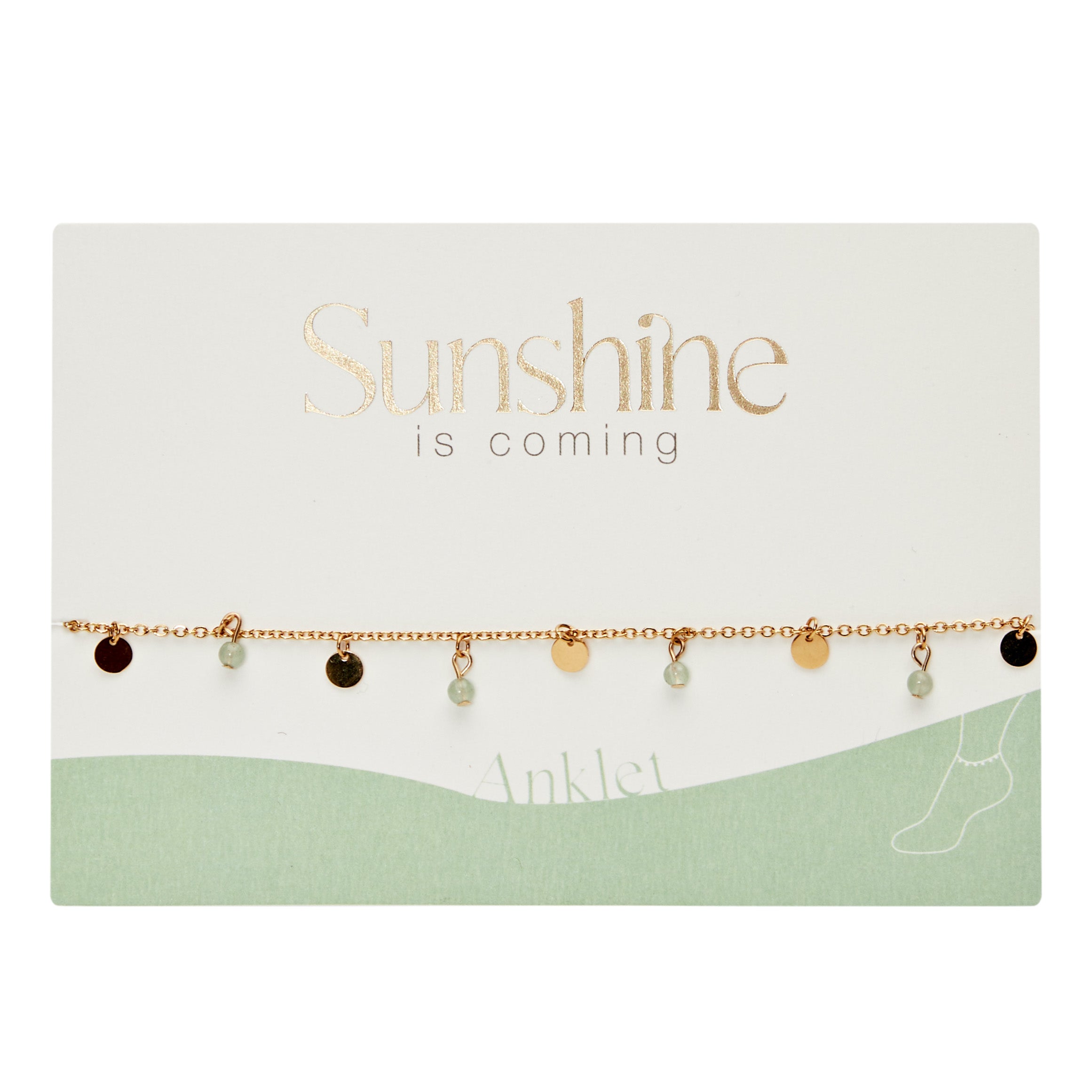 Fußkettchen - "Sunshine is coming" - vergoldet - grüner Quarz