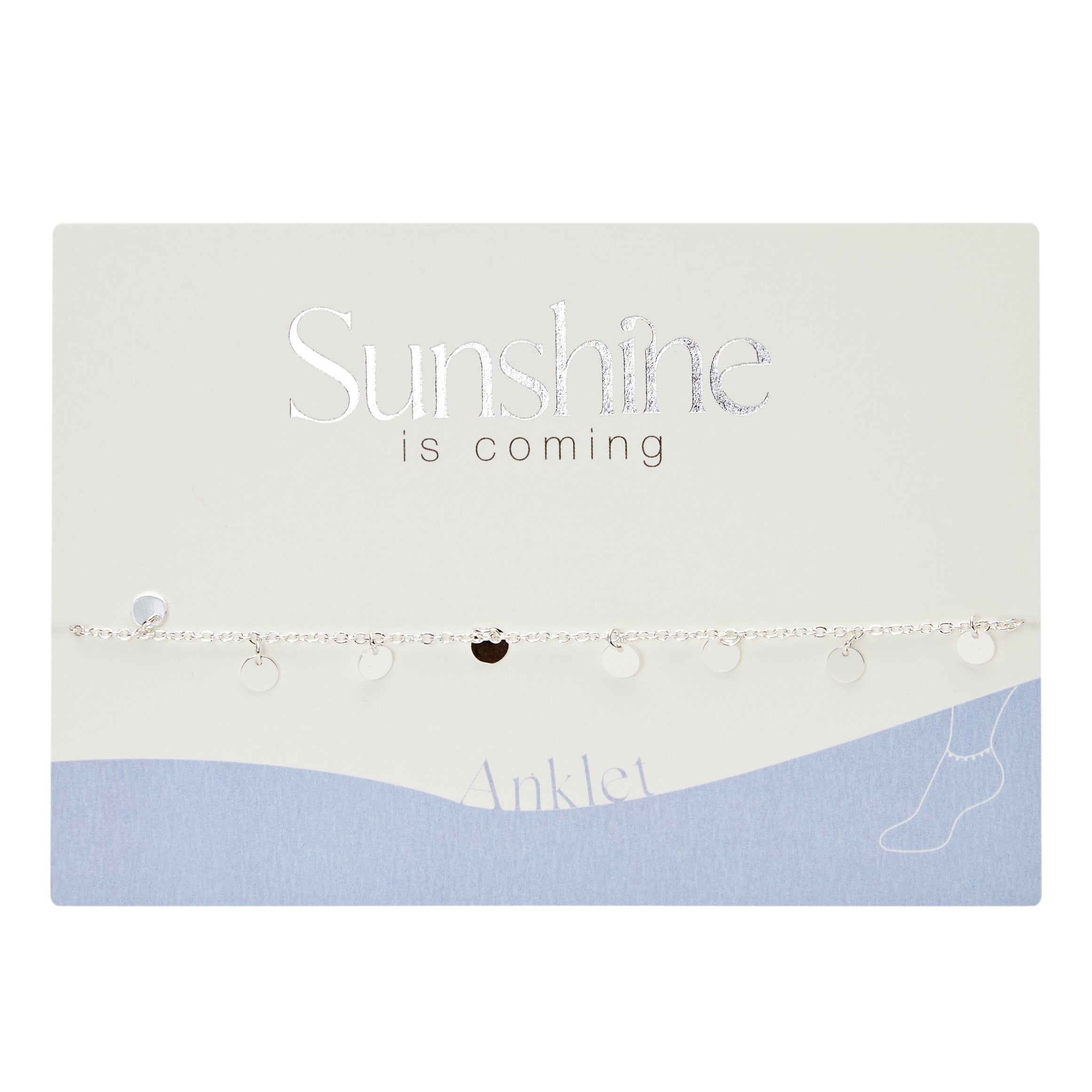Fußkettchen - "Sunshine is coming" - versilbert - mit Plättchen
