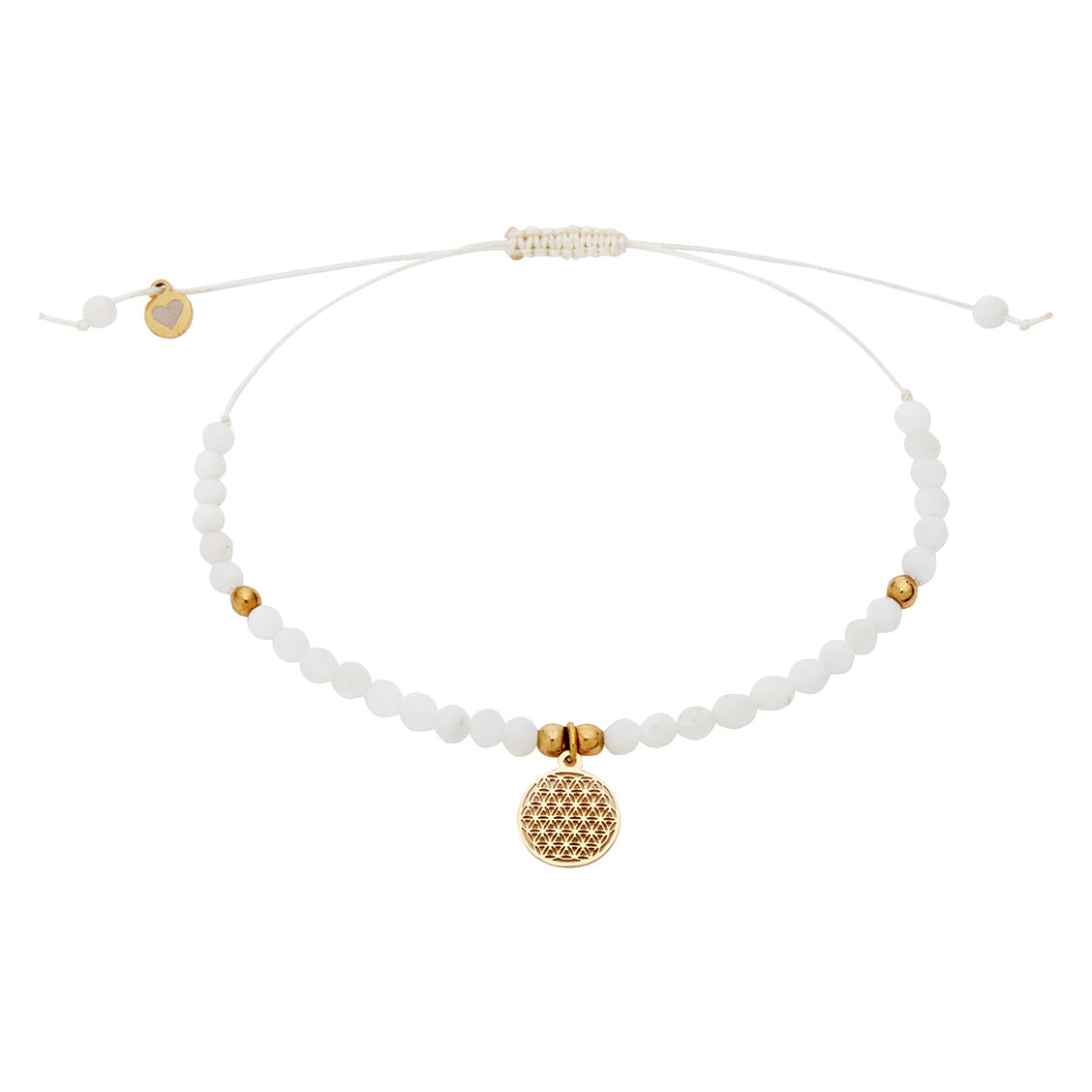 Armband - "nature love" - Mondstein - vergoldet - Blume des Lebens