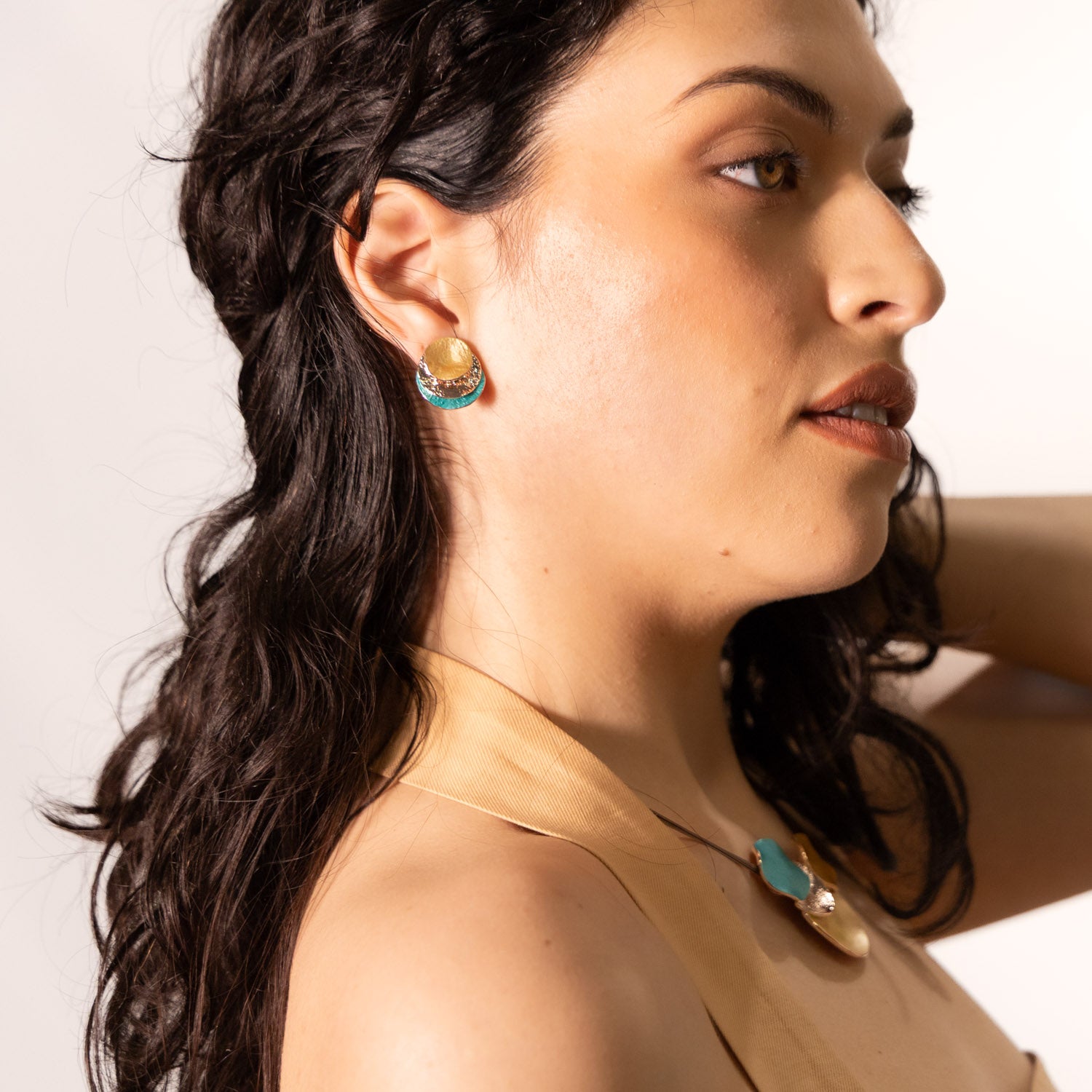 Orecchini zama tre tondi fini sovrapposti